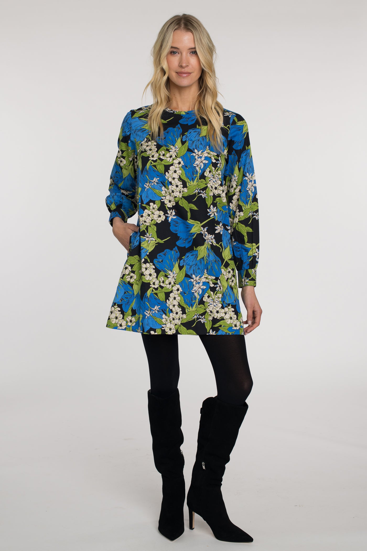 Long Sleeve Ellie Dress in Night Bloom