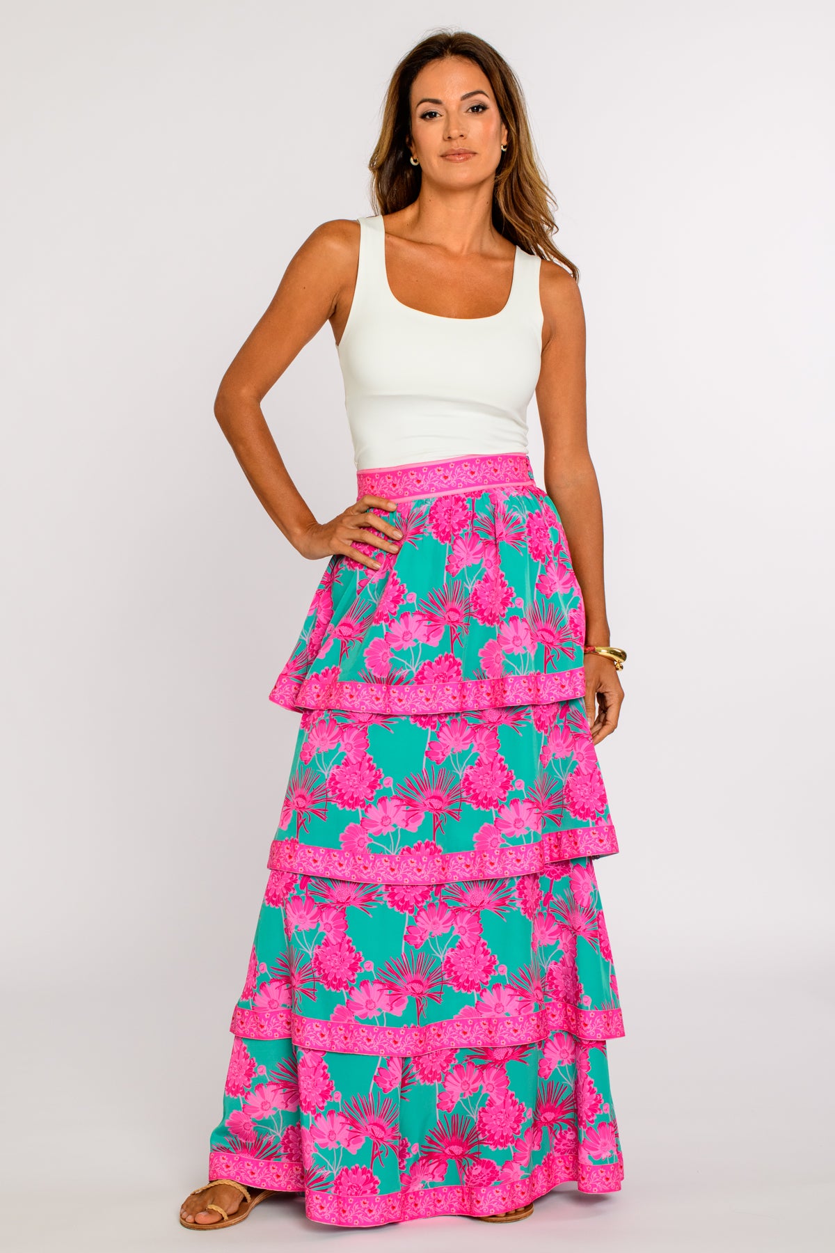 Eva Skirt in Plum Flower Teal