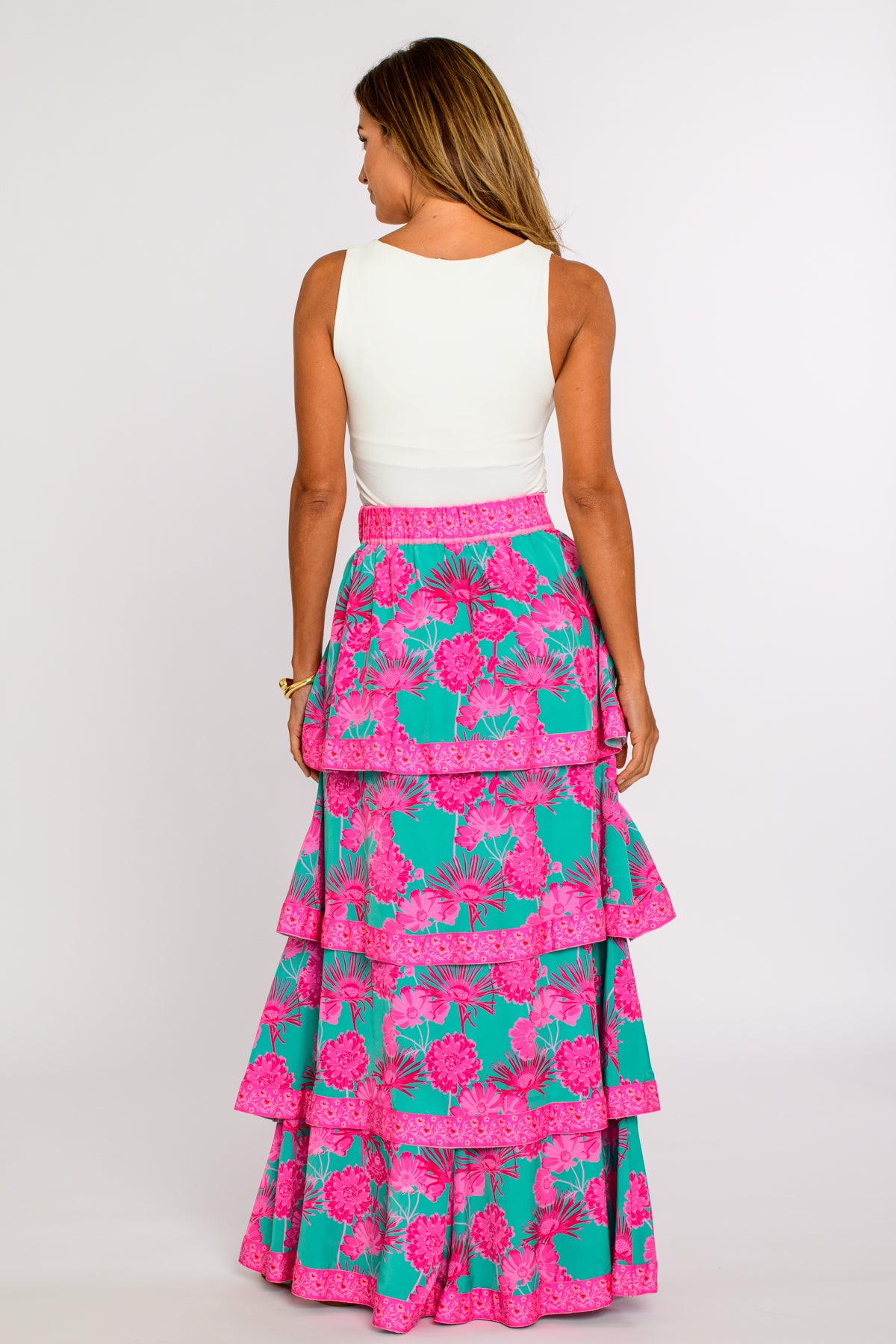 Eva Skirt in Plum Flower Teal