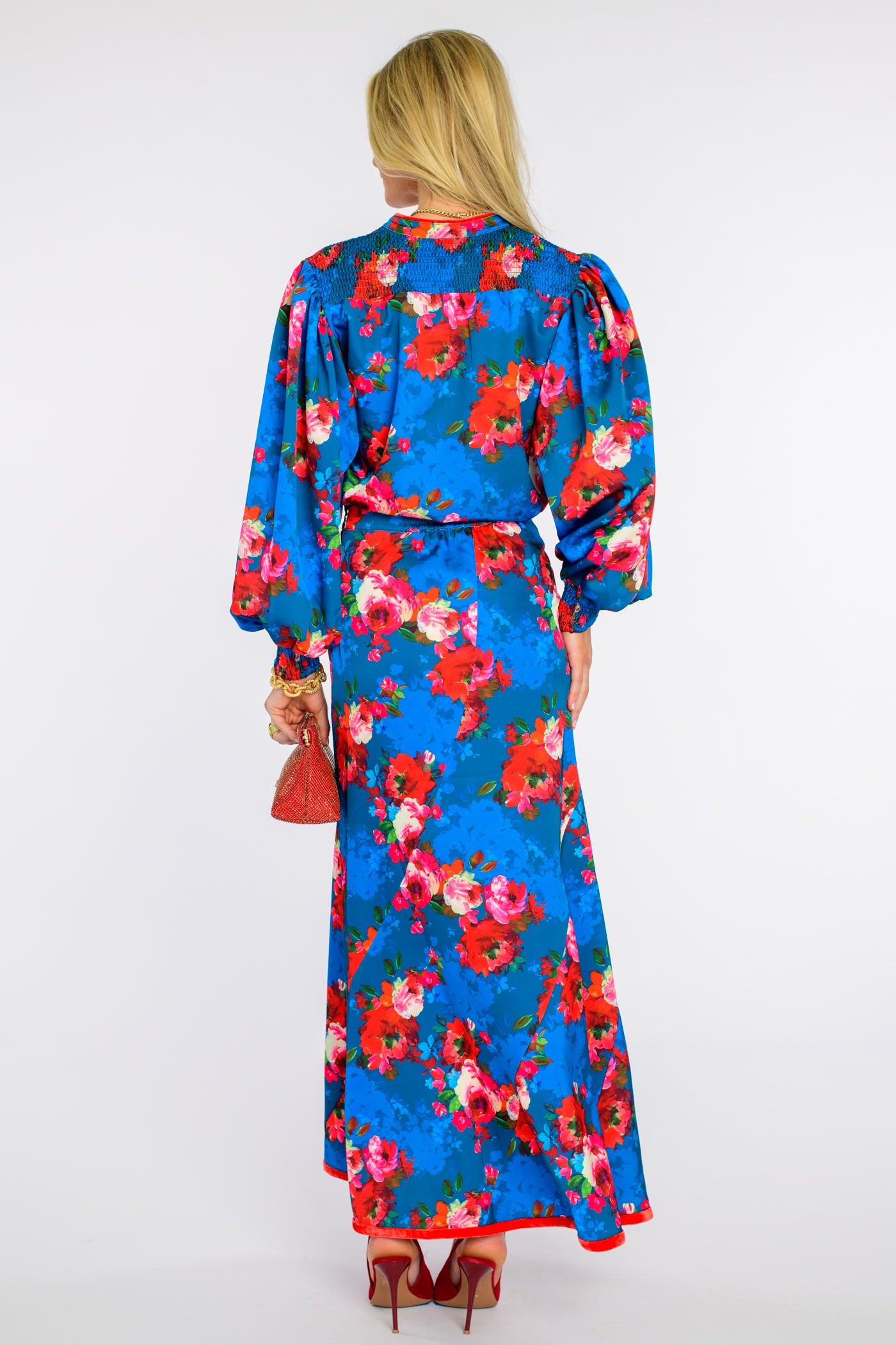 Serena Skirt in Holiday Chintz Teal