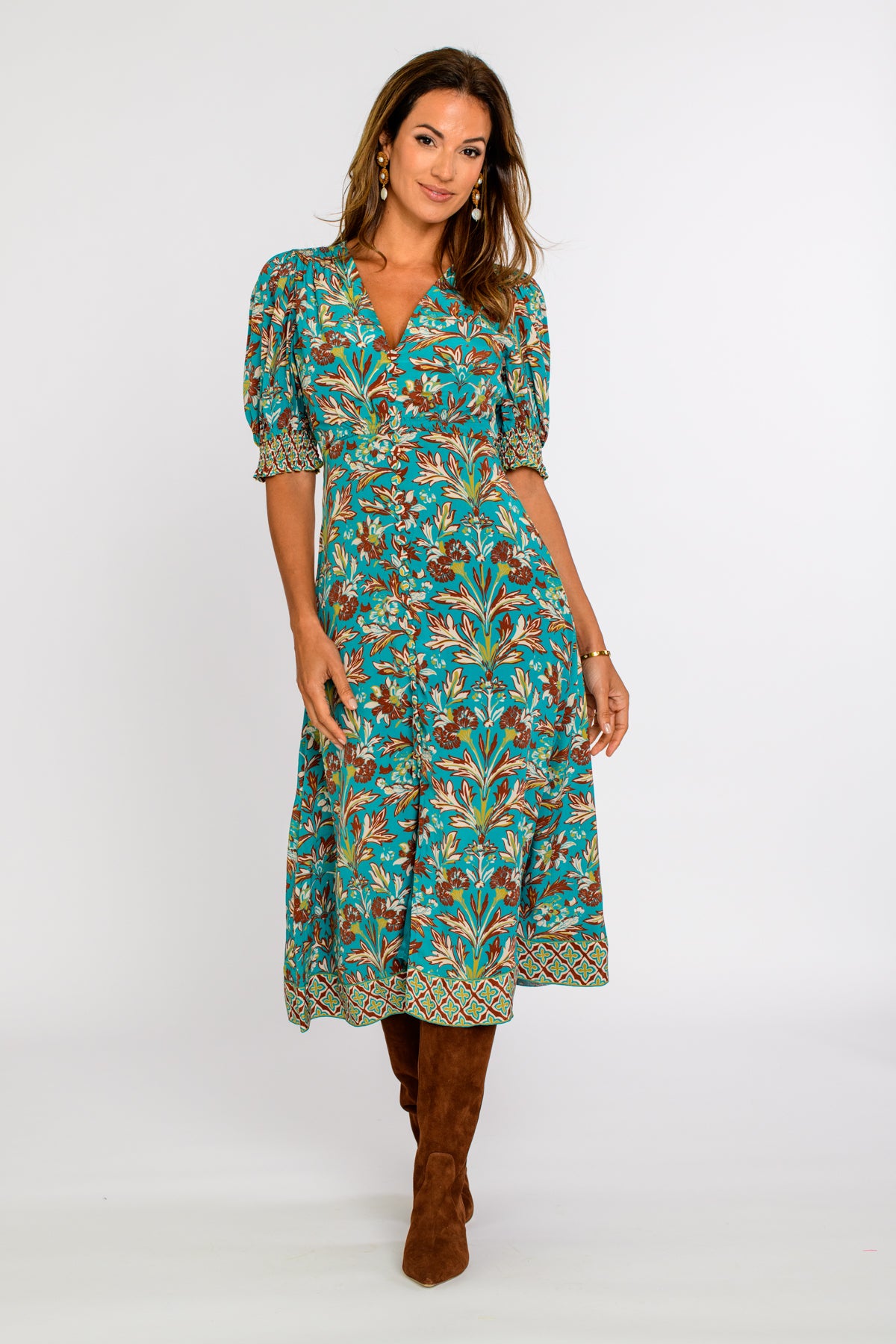 Reese Dress in Grandeur Turquoise