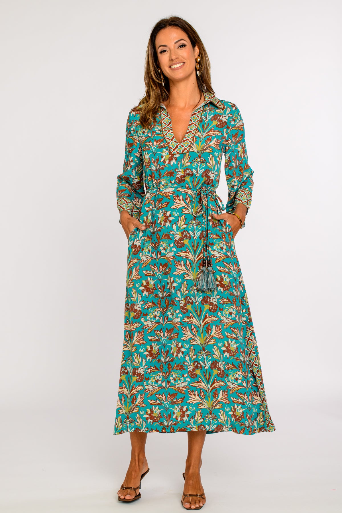 Talia Dress in Grandeur Turquoise