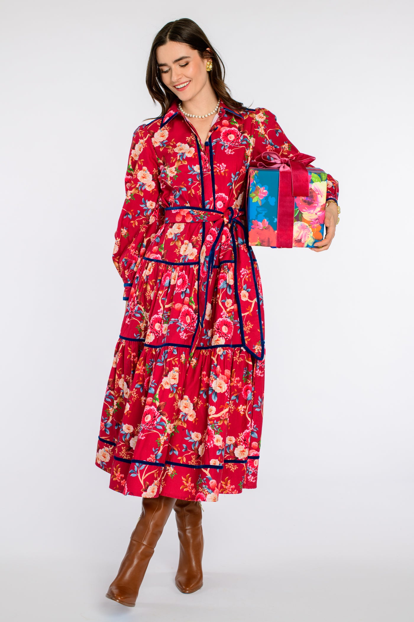 Beverly Dress in Chinoiserie Scarlett