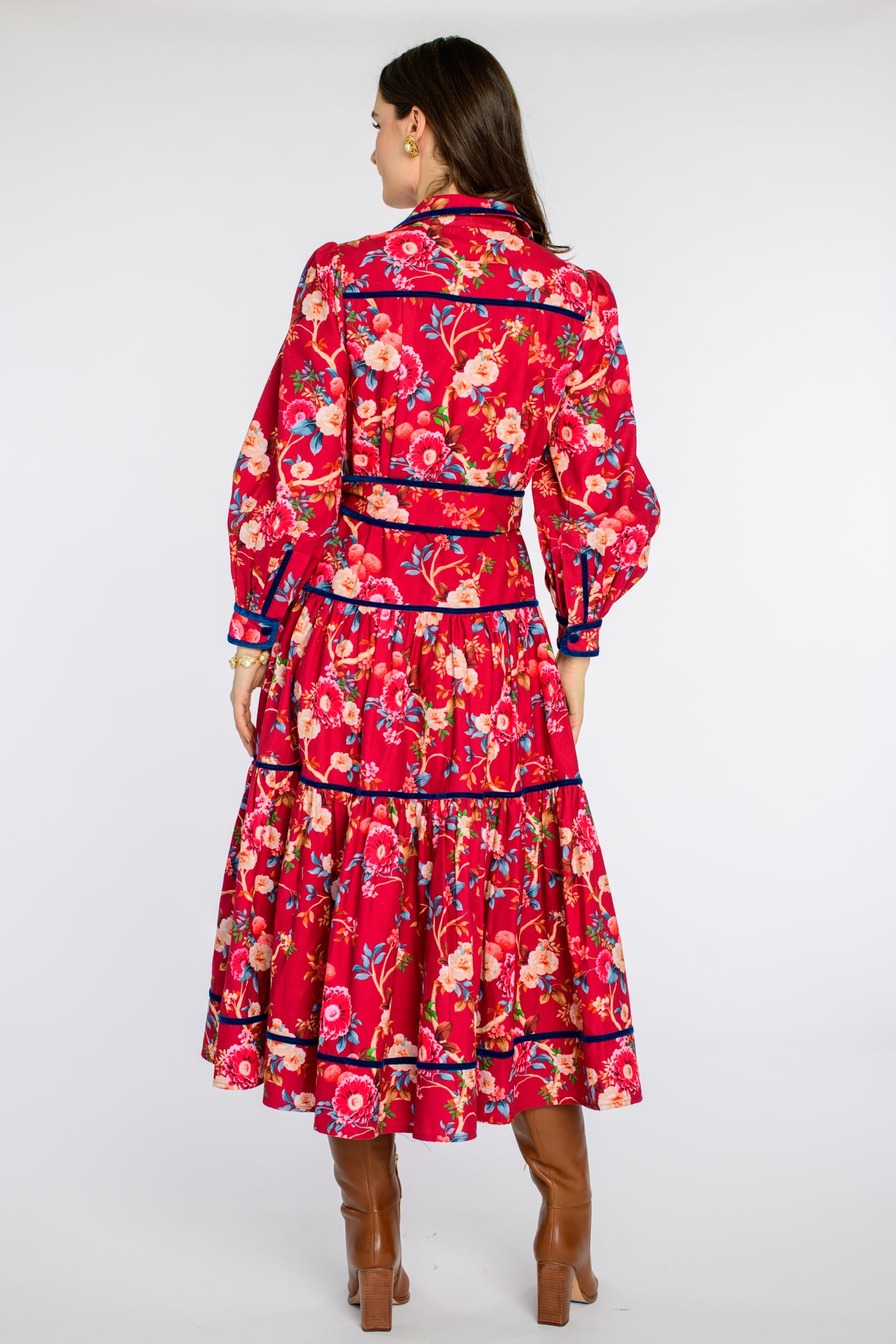 Beverly Dress in Chinoiserie Scarlett