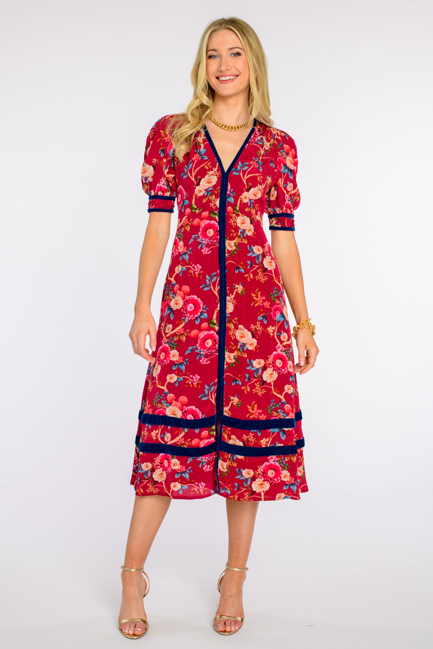 Reese Dress in Chinoiserie Scarlett