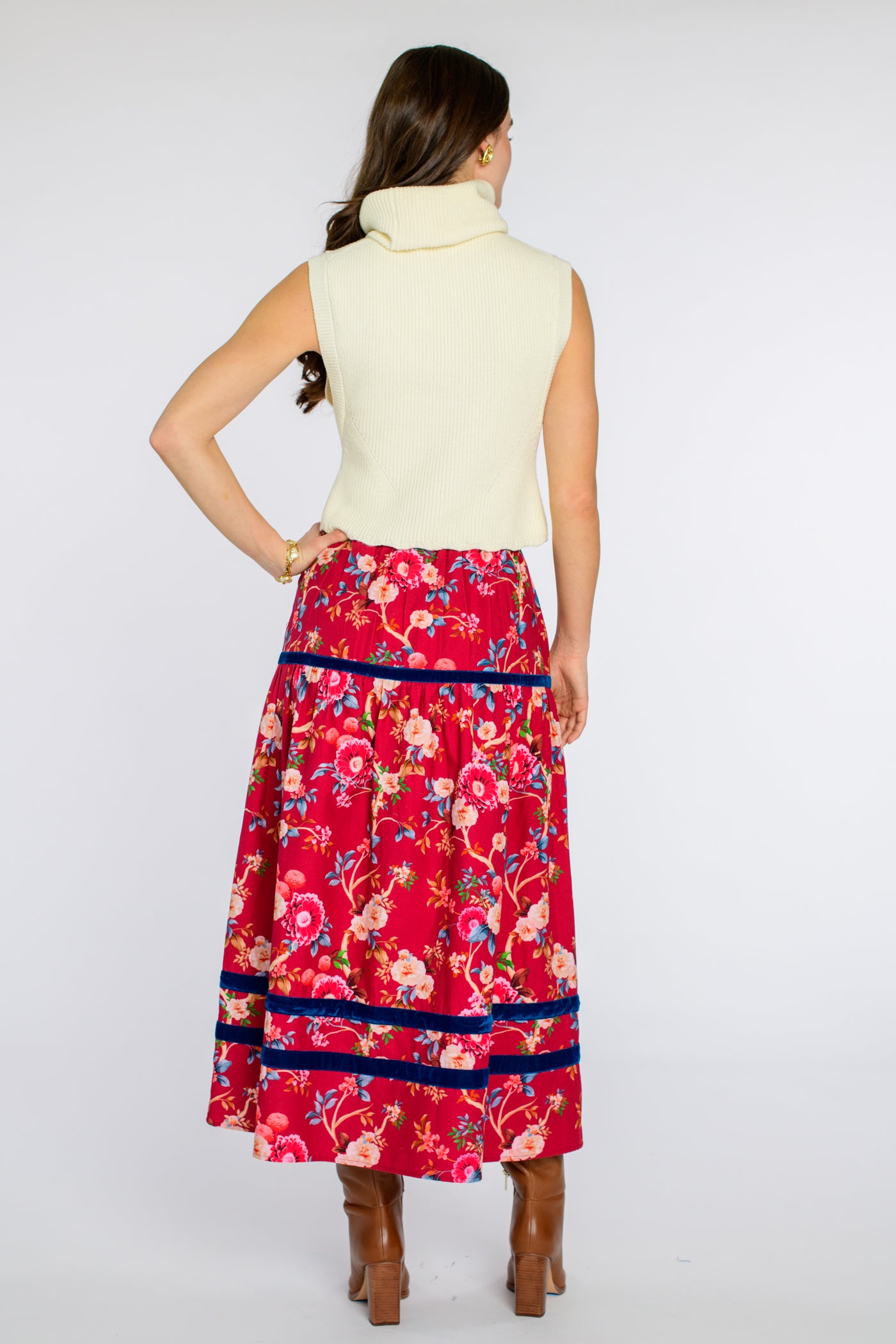 Phoebe Skirt in Chinoiserie Scarlett