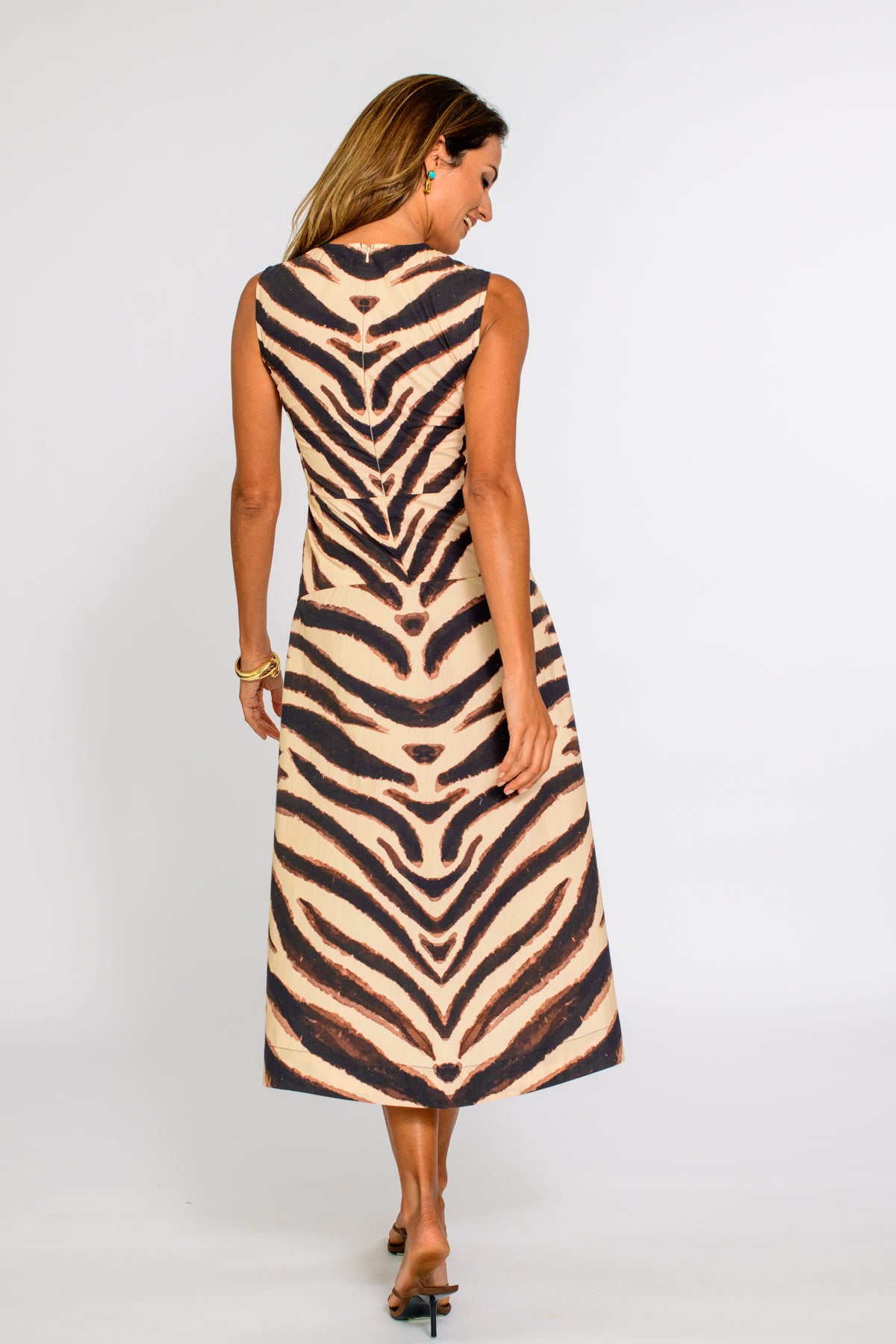 zebra print midi dress The Vionique Relaxed Wrap Tie Dress