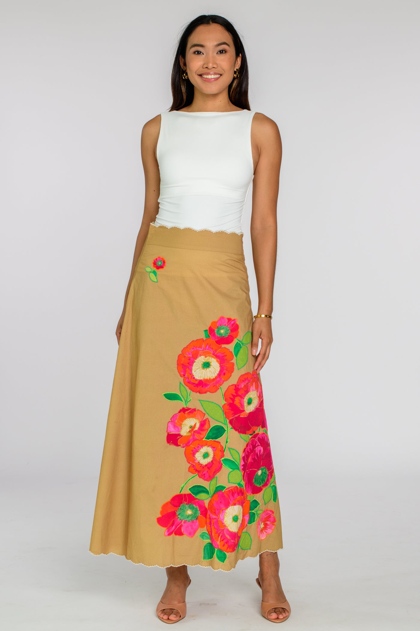 Anita Skirt in Poppy Patch Iced Coffee – Elizabeth Ackerman
