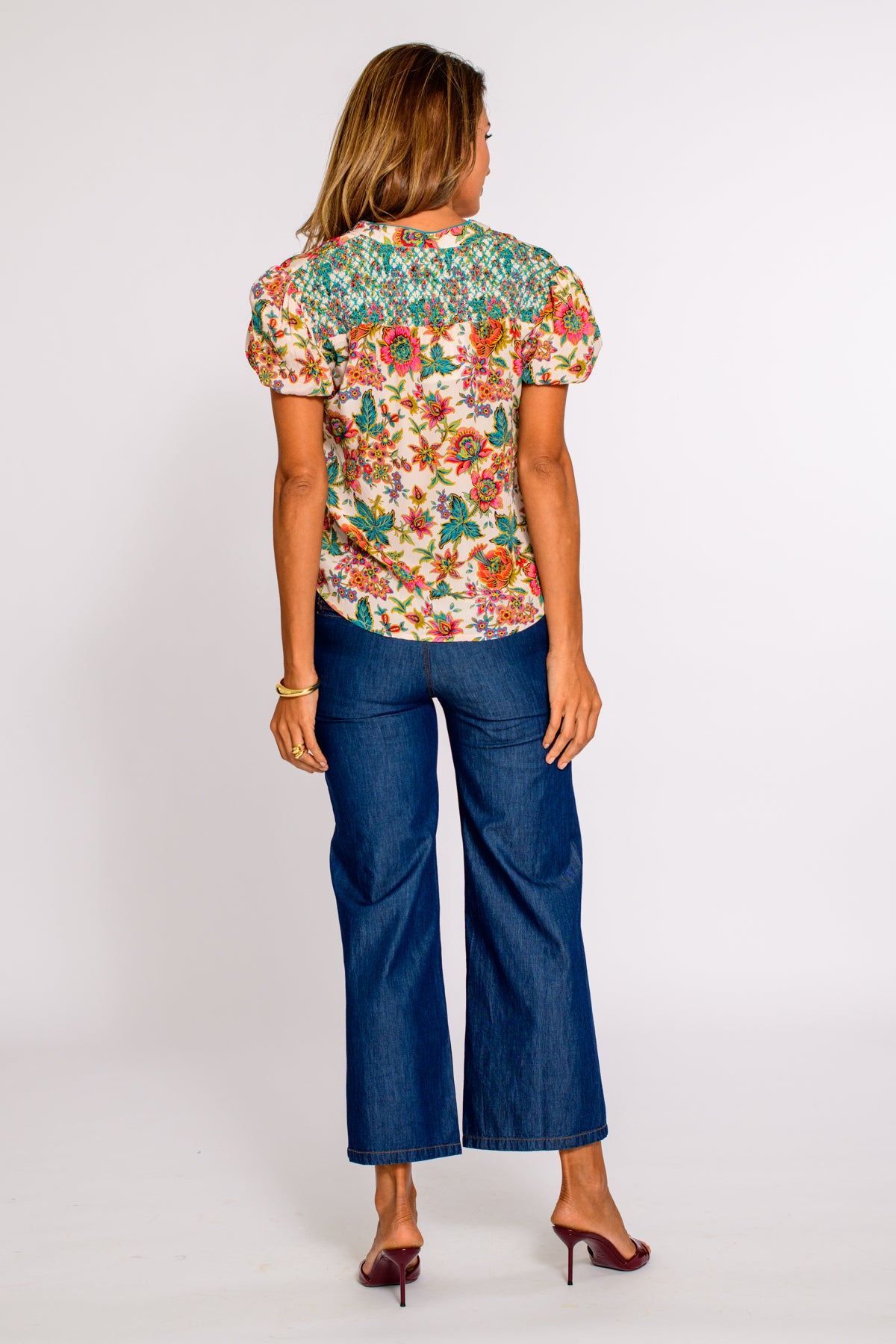 Short Sleeve Emily Top in Wallflower Ivory