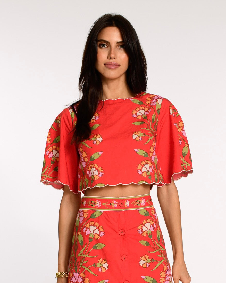 Paloma Top in Indian Flower Poppy