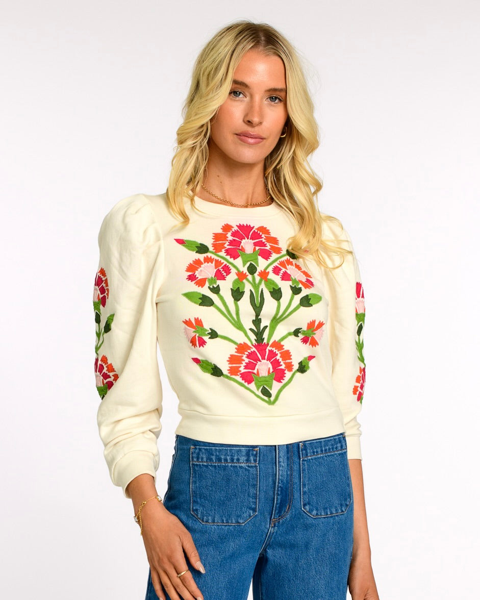 Jasmine Top in Indian Flower Ivory