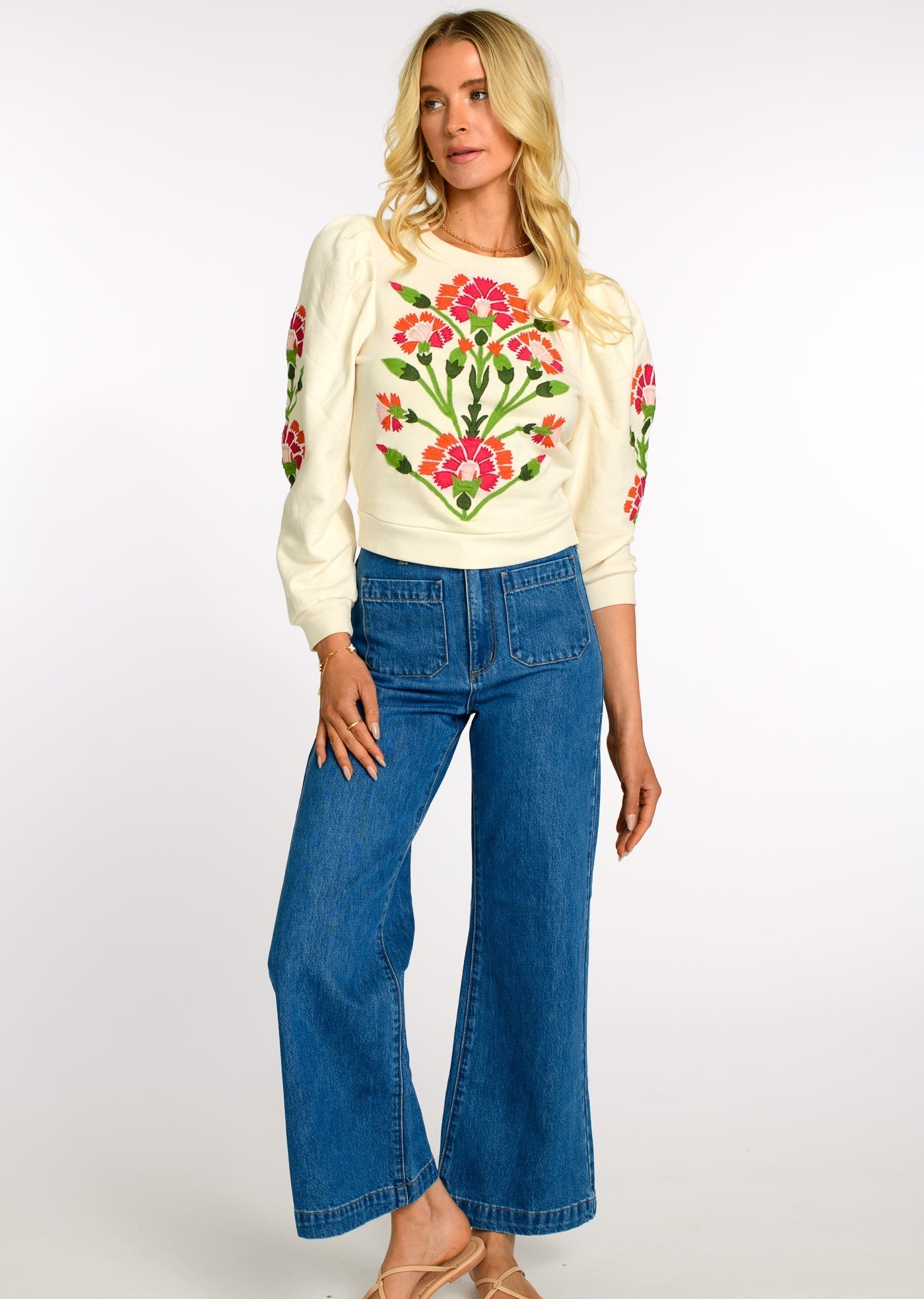 Jasmine Top in Indian Flower Ivory
