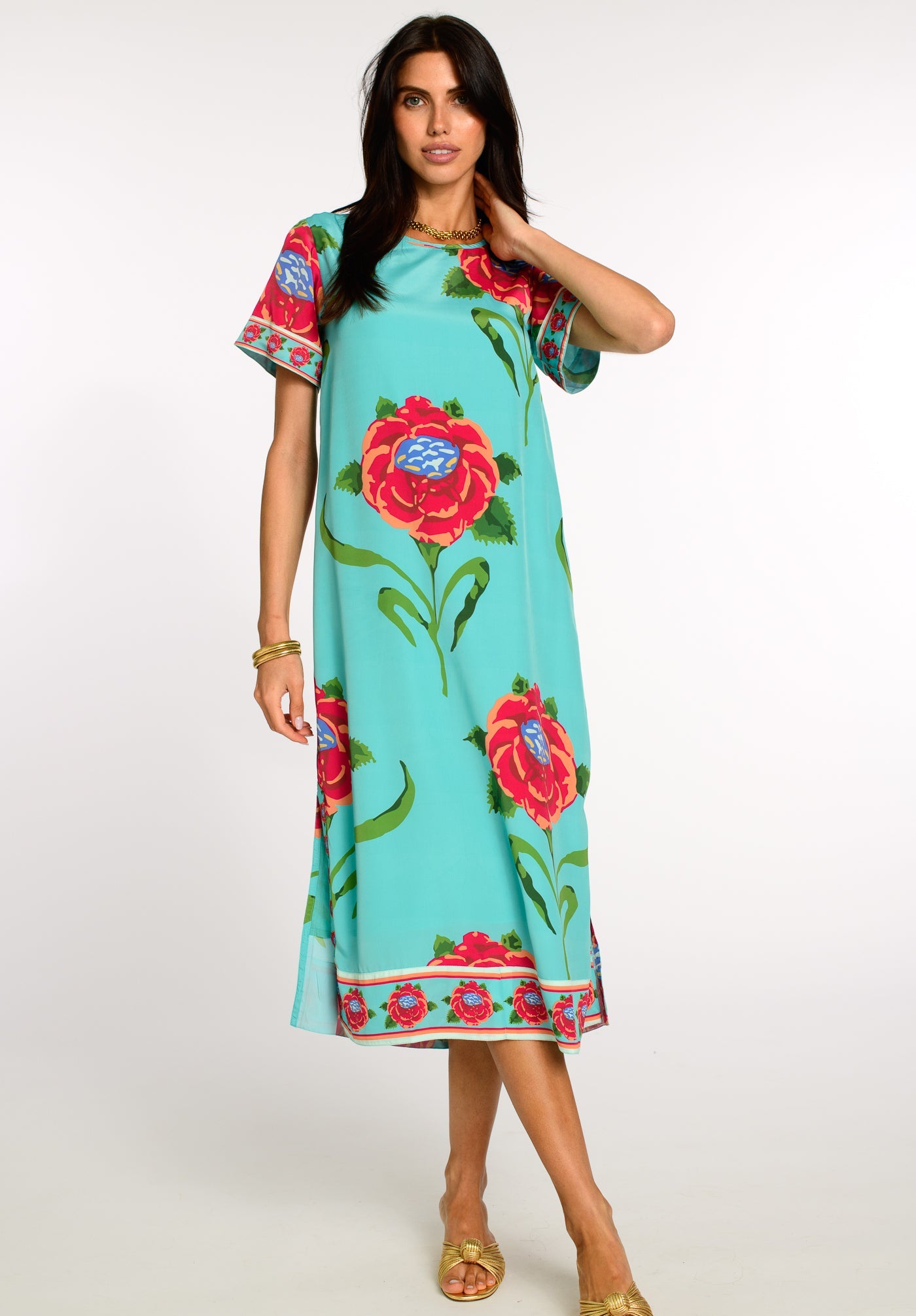 Tess Midi Dress in Large Roses