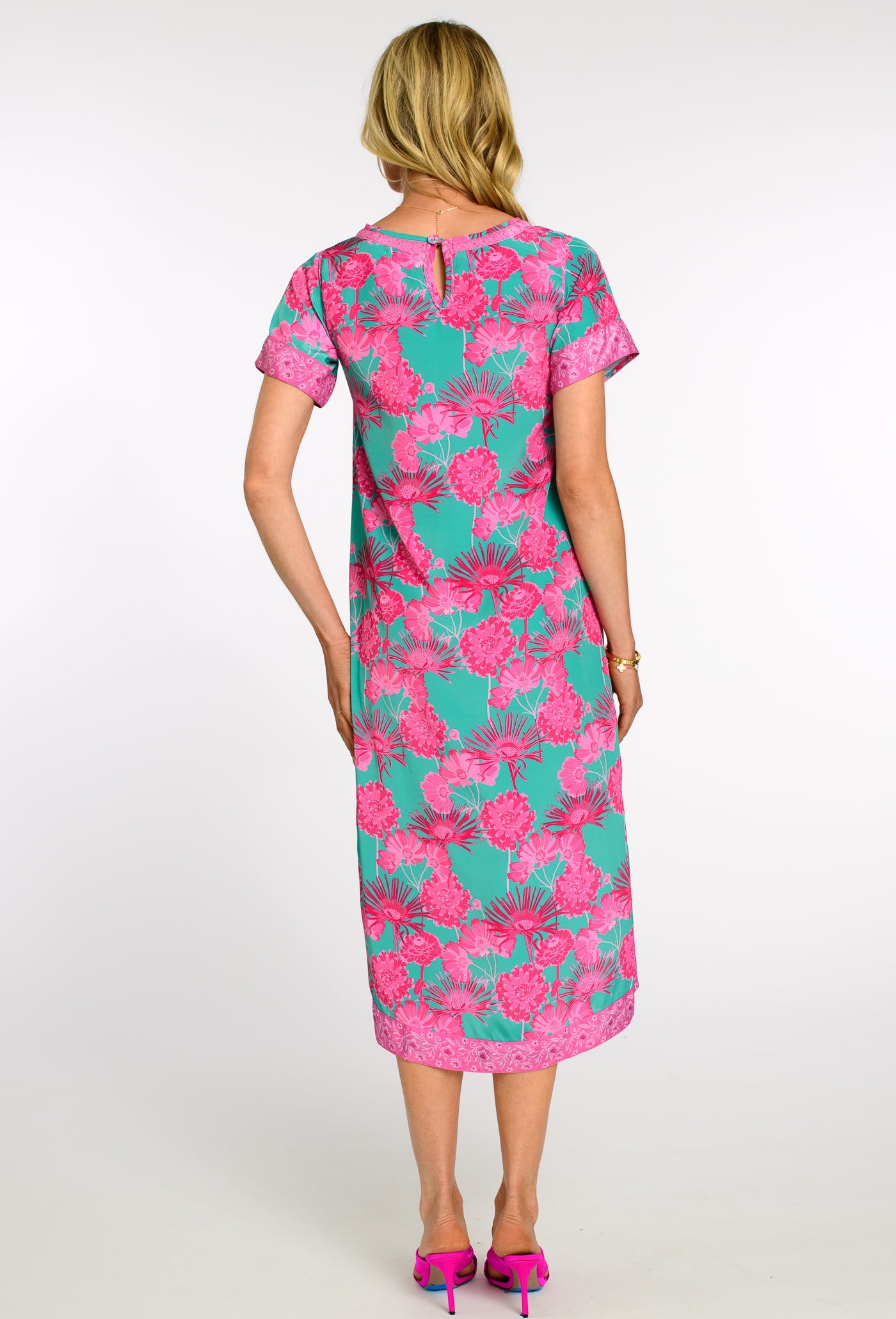 Tess Midi Dress in Plum Flower Teal