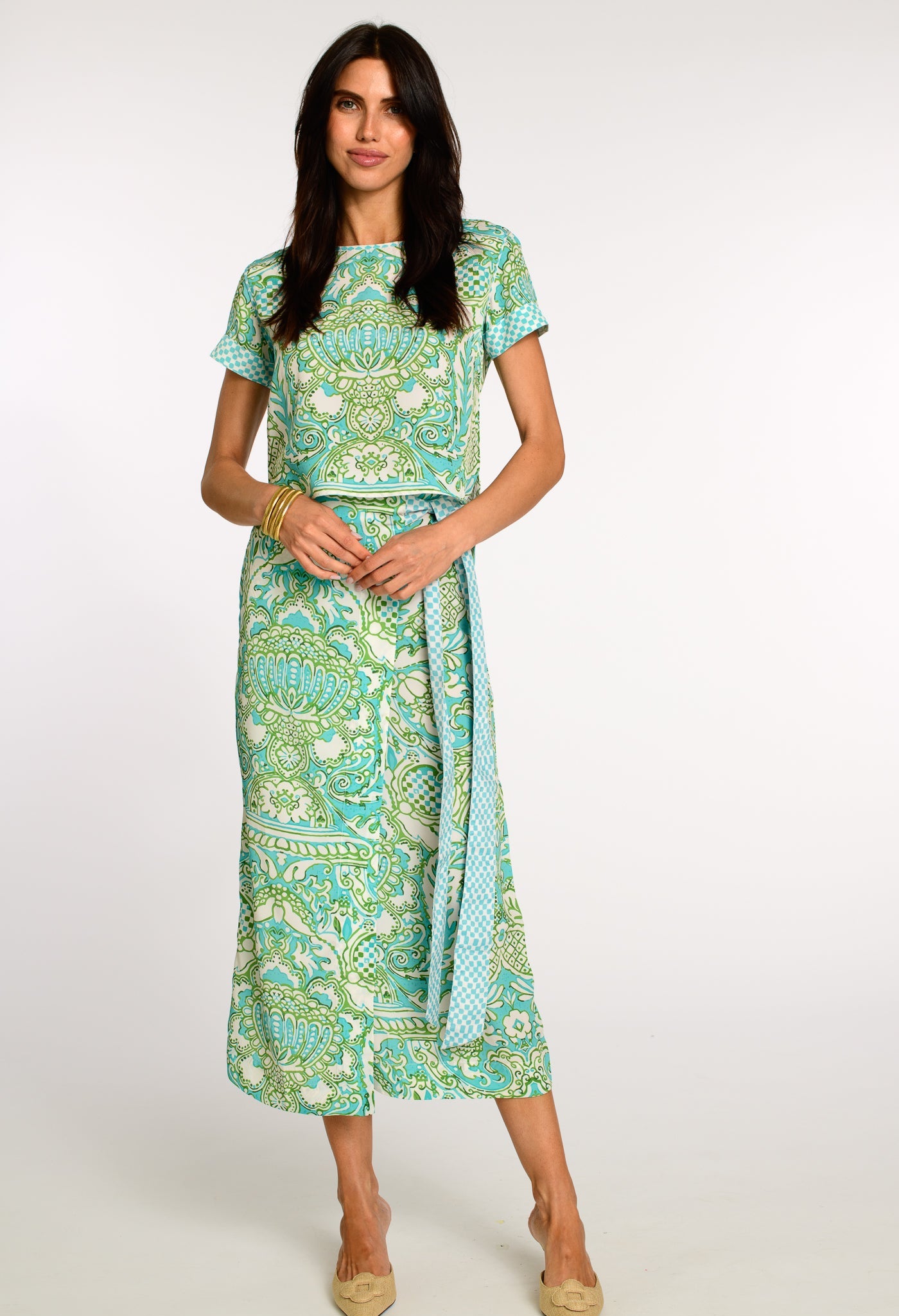 Winnifred Wrap Skirt in Damask Pool