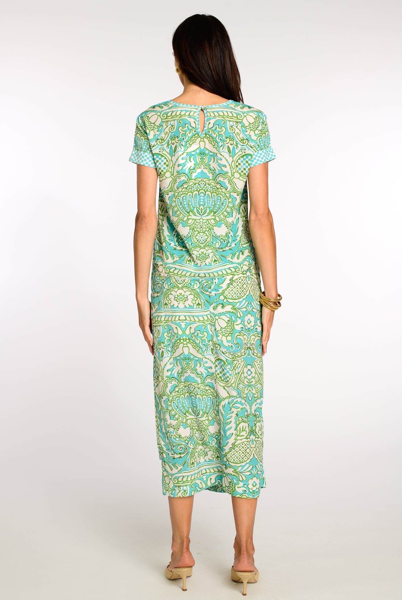 Winnifred Wrap Skirt in Damask Pool