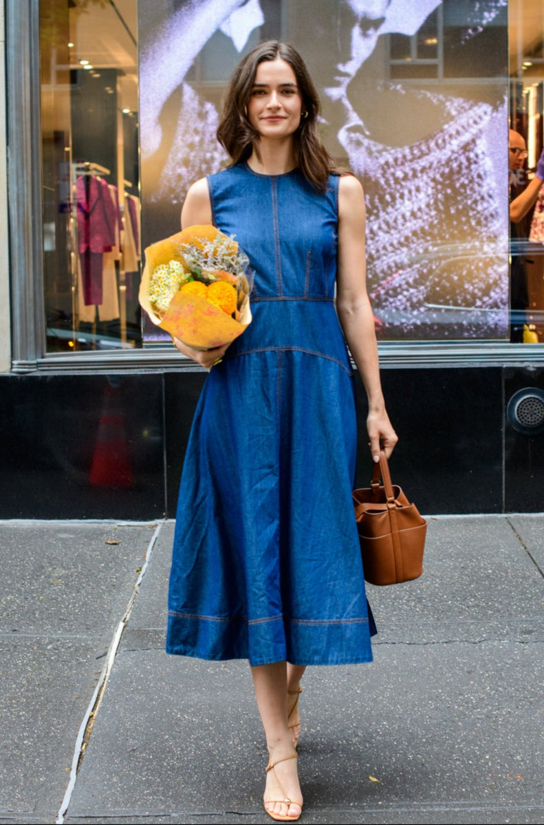 Claire Dress in Denim – Elizabeth Ackerman Designs, LLC