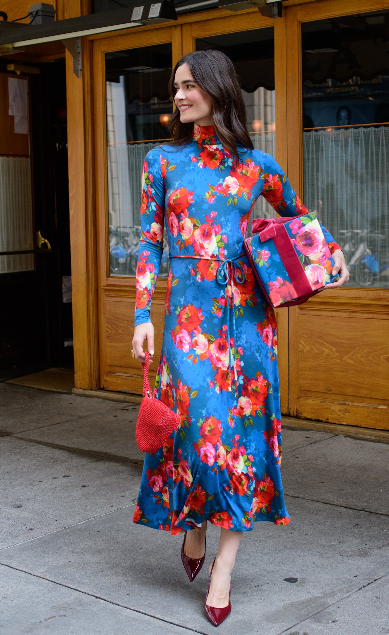 Stevie Dress in Holiday Chintz Teal