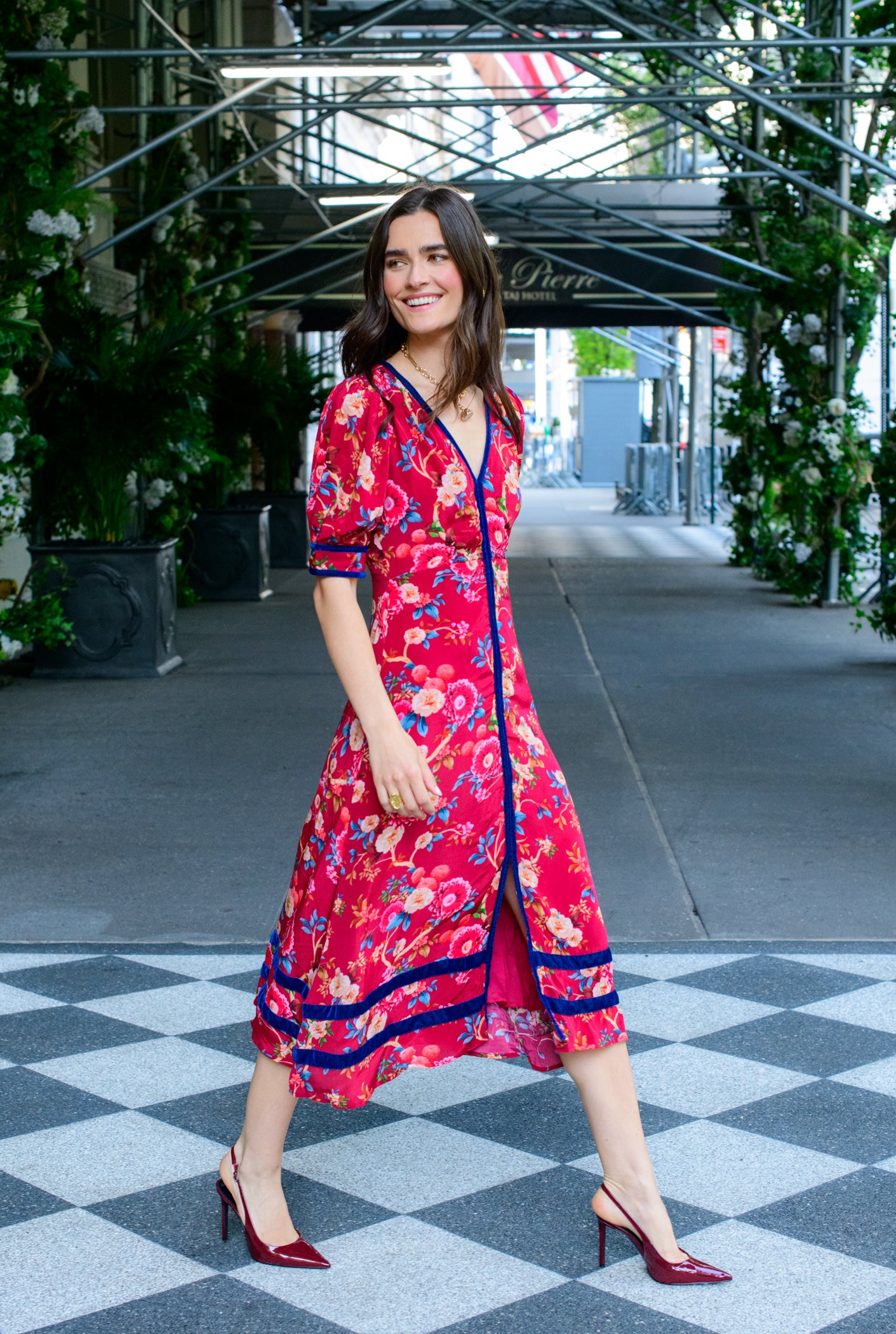 Reese Dress in Chinoiserie Scarlett