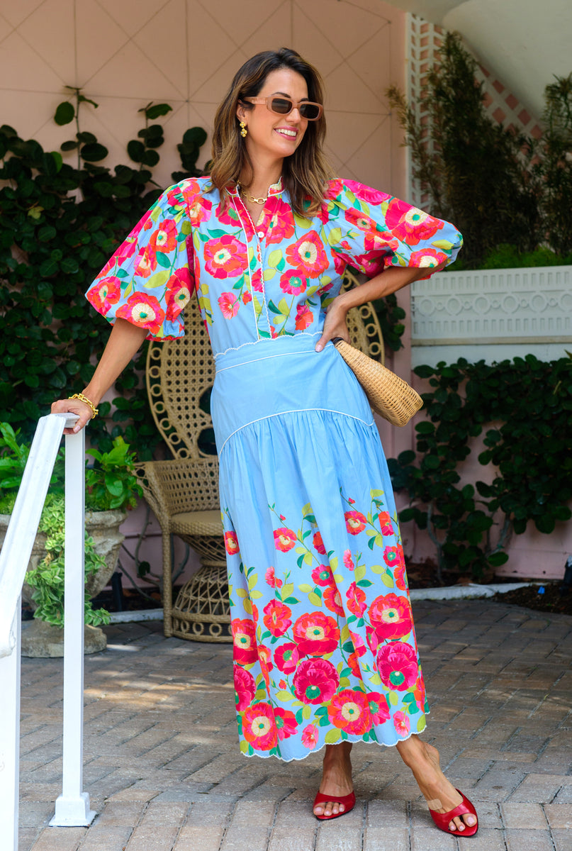 Edie Top in Poppy Patch Blueberry – Elizabeth Ackerman Designs, LLC