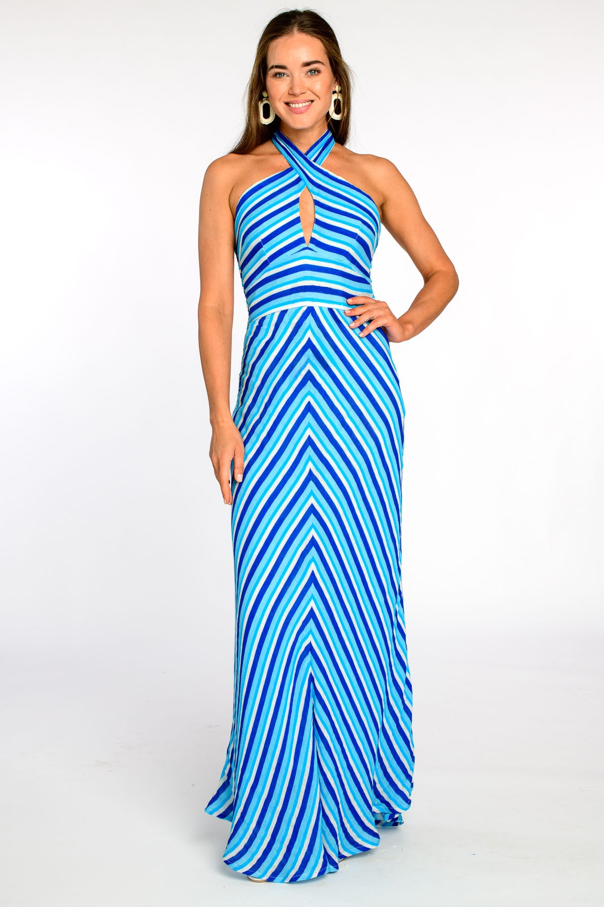 Simone Dress in French Blue Stripe