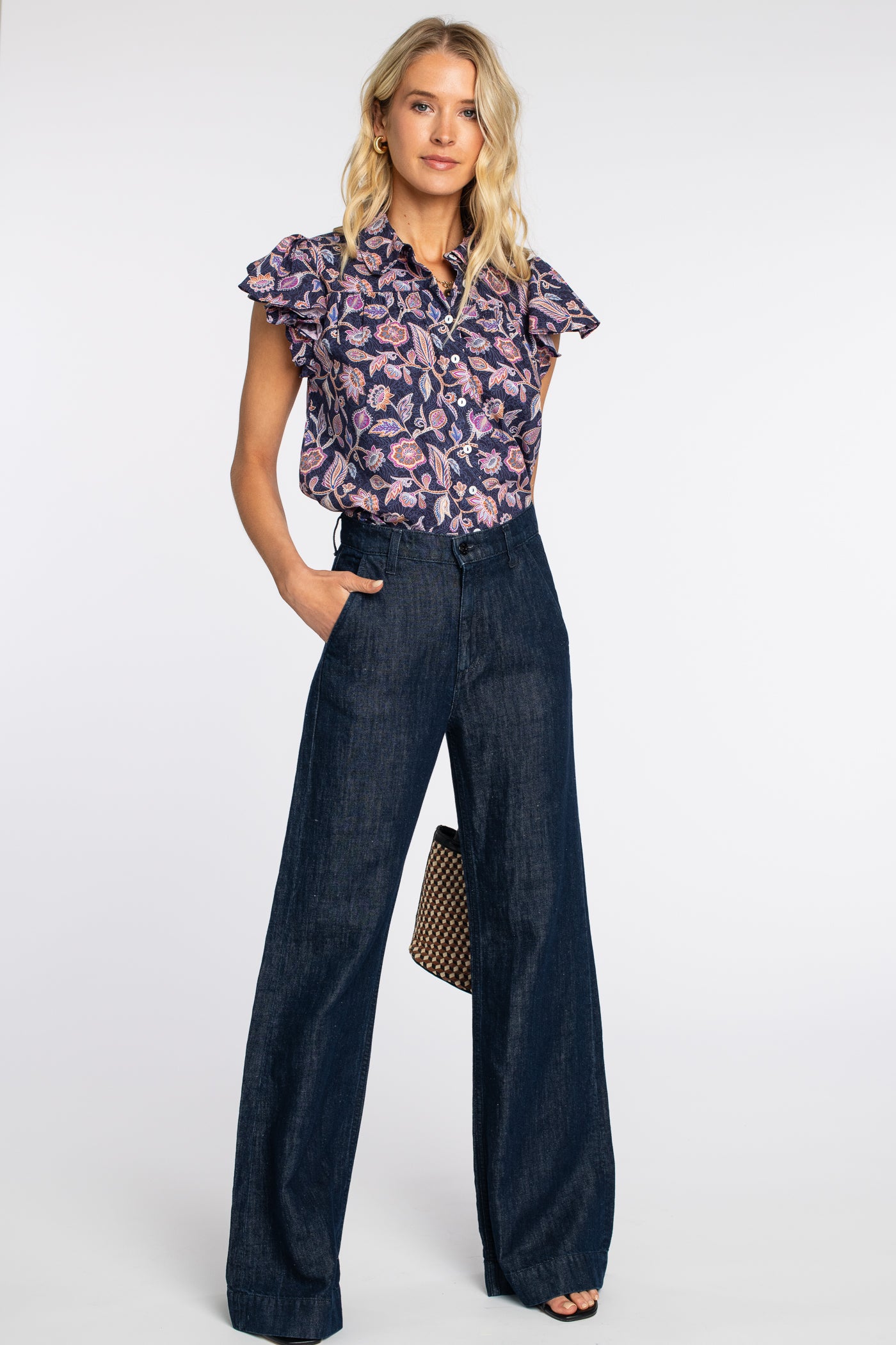 Val Top in Cactus Flower Navy