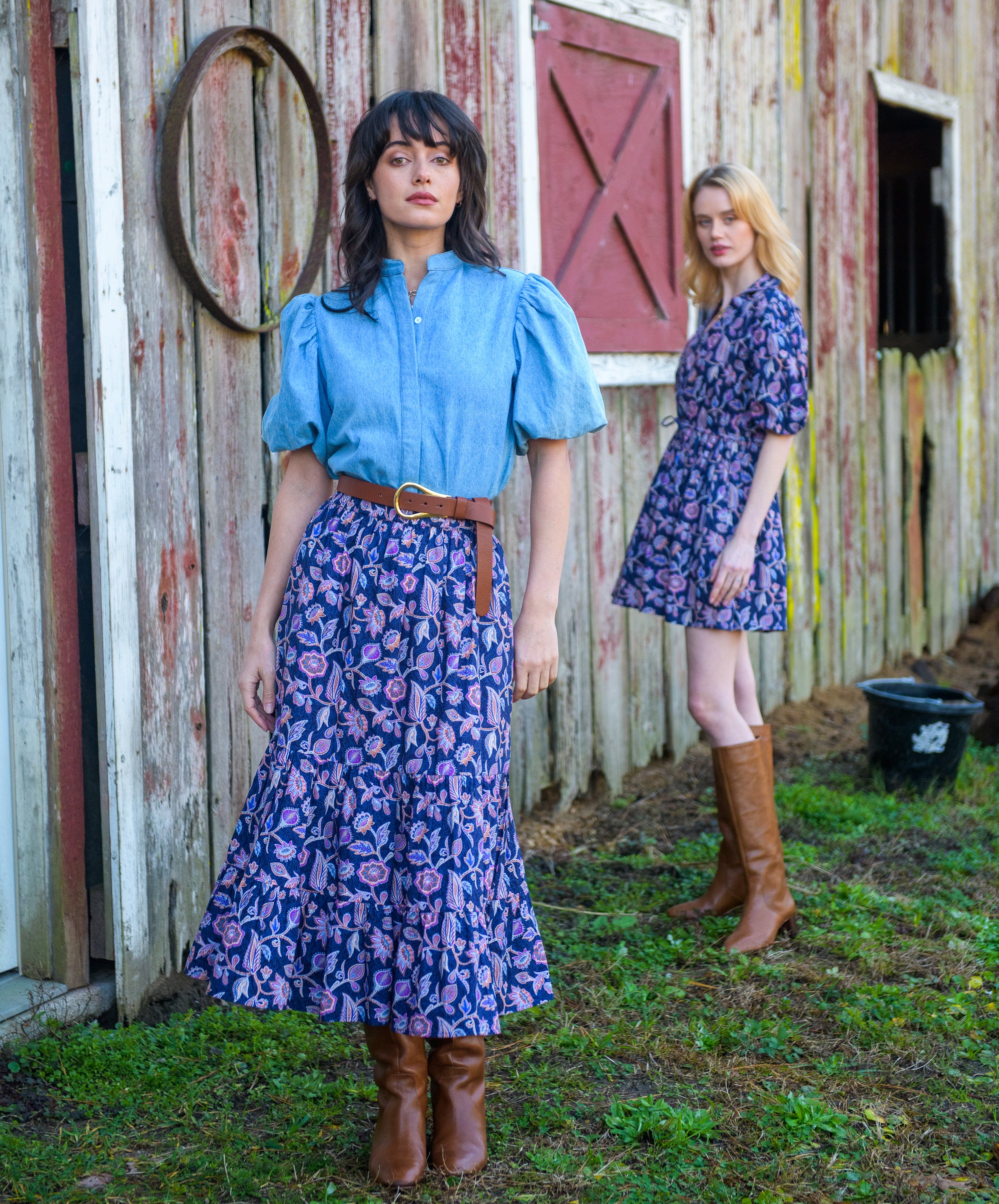 Surrey Skirt in Cactus Flower Navy