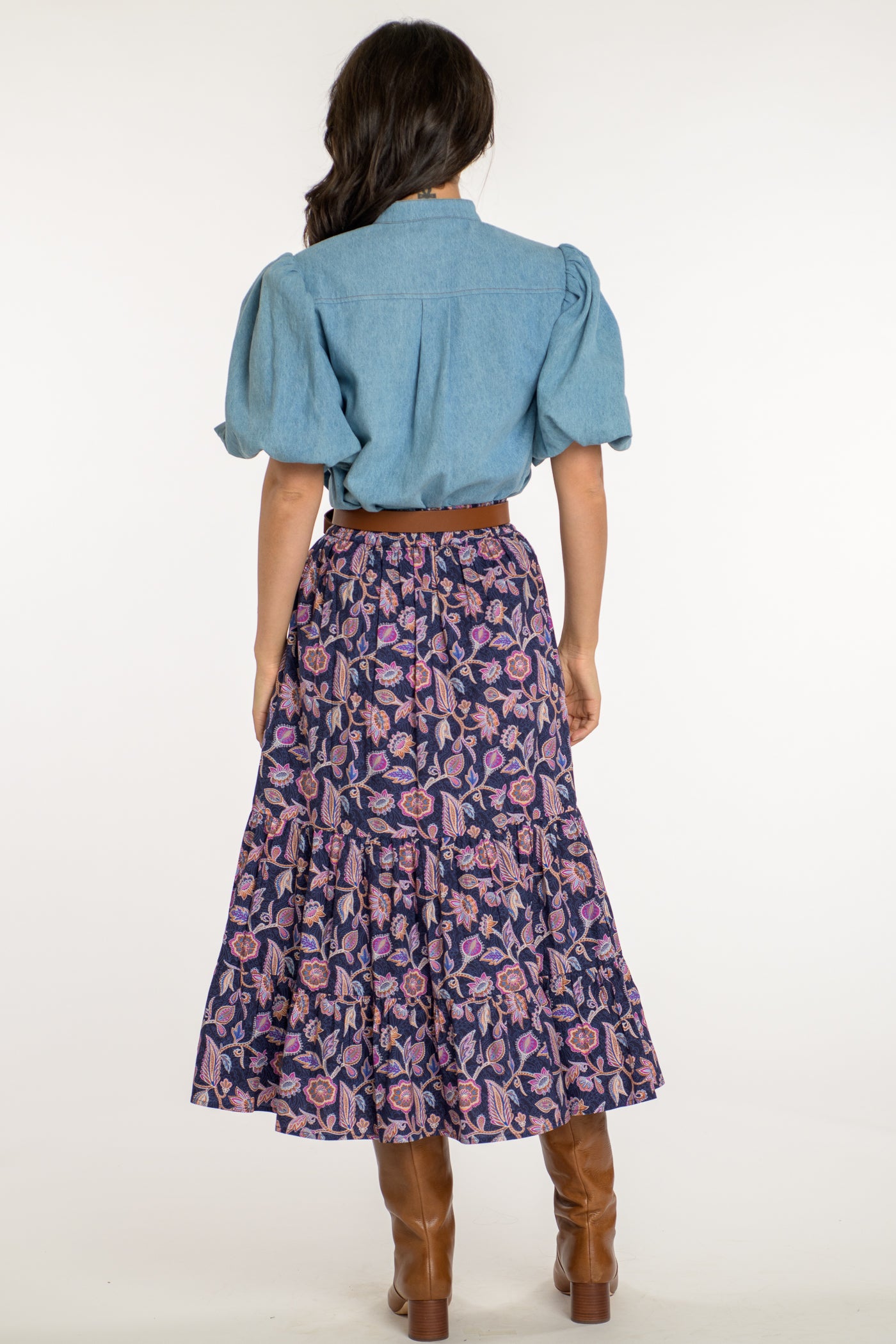 Surrey Skirt in Cactus Flower Navy