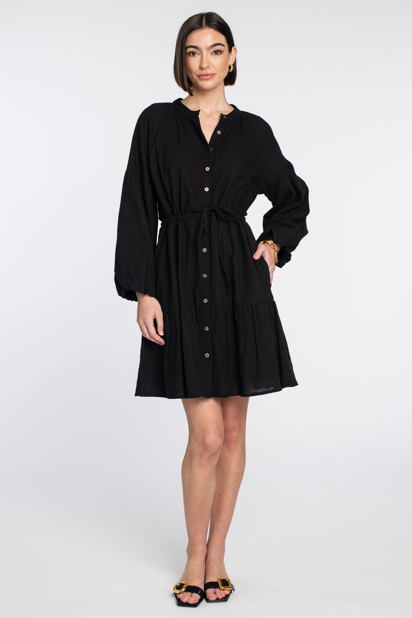Emory Short Dress in Solid Black