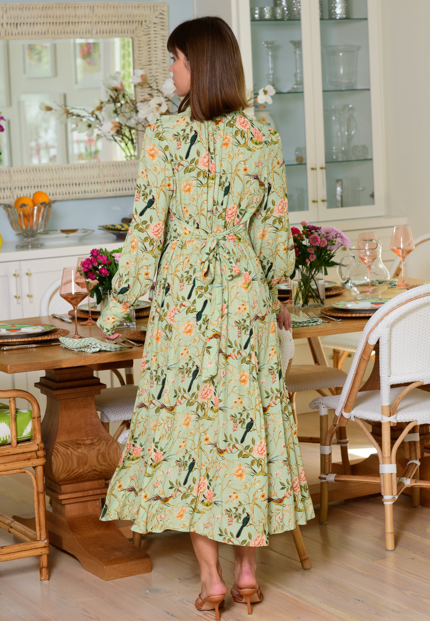 Morgan Dress in Chinoiserie Pear