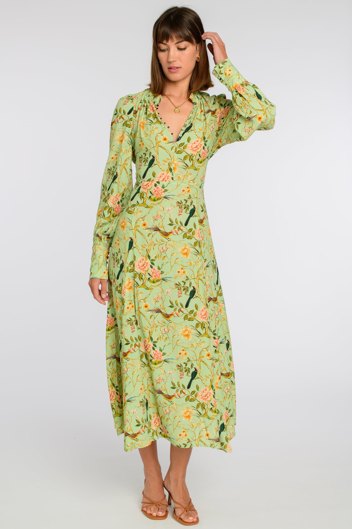 Morgan Dress in Chinoiserie Pear
