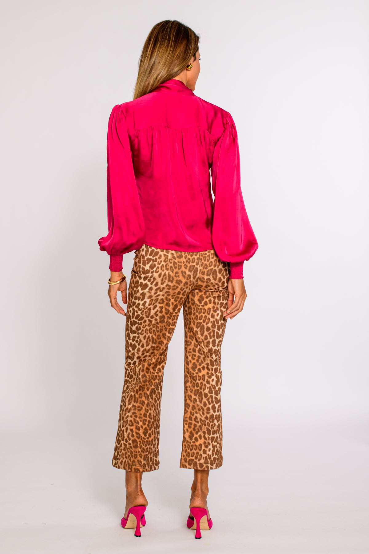 Brit Bow Blouse in Hot Pink