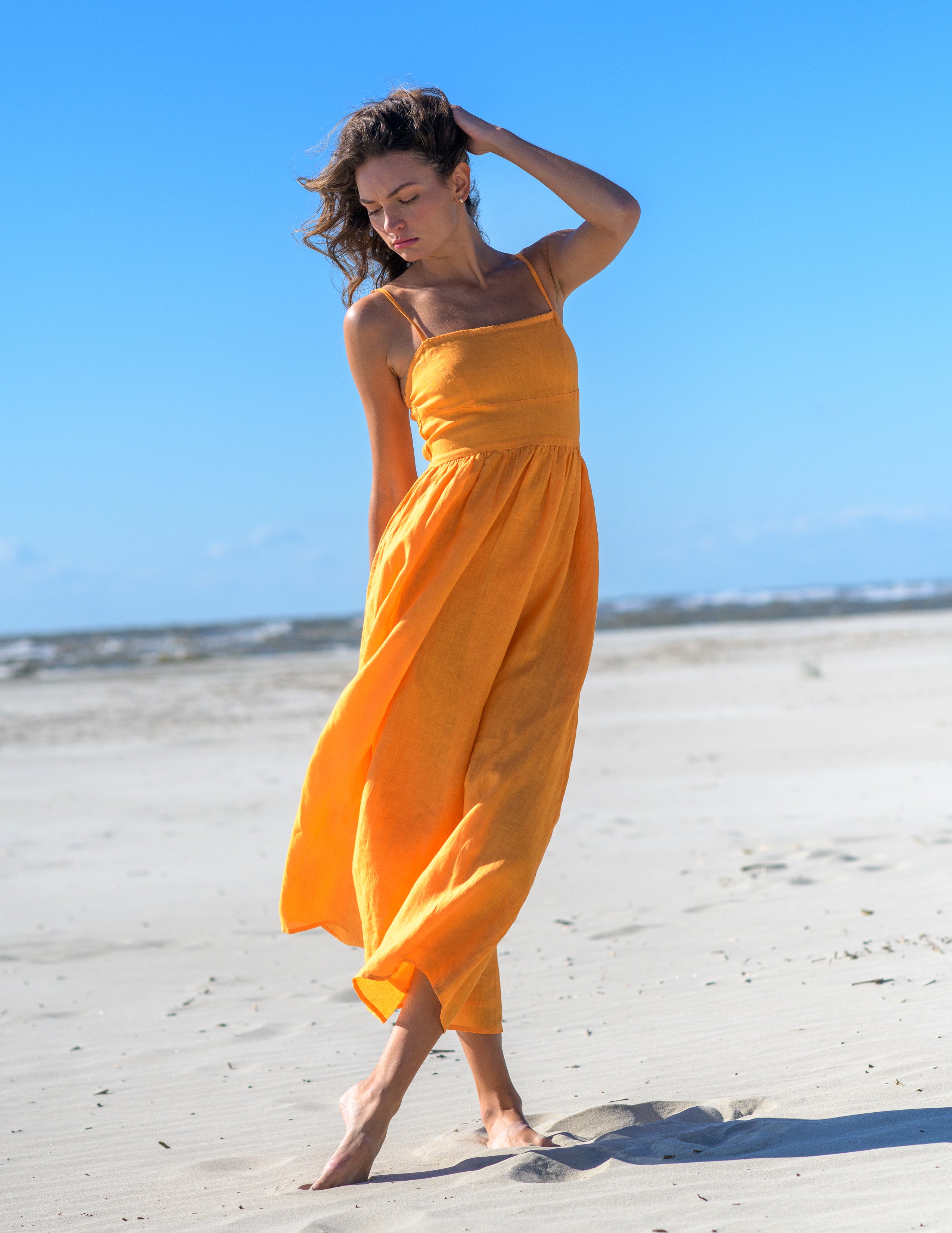 Apricot yellow dress on sale