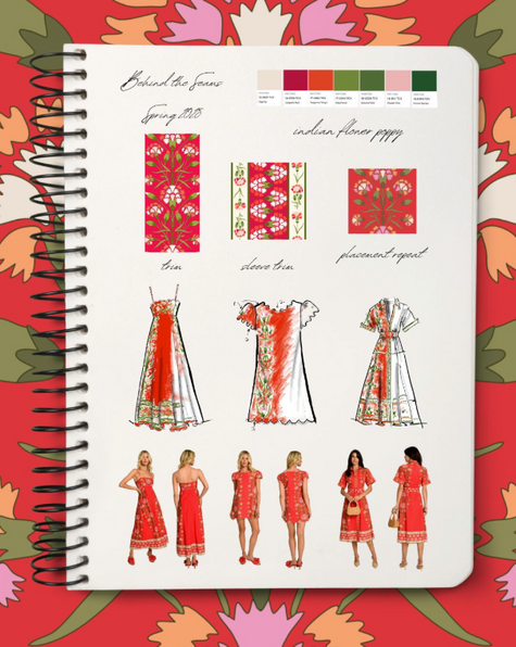 Sketchbook showing fashion designs