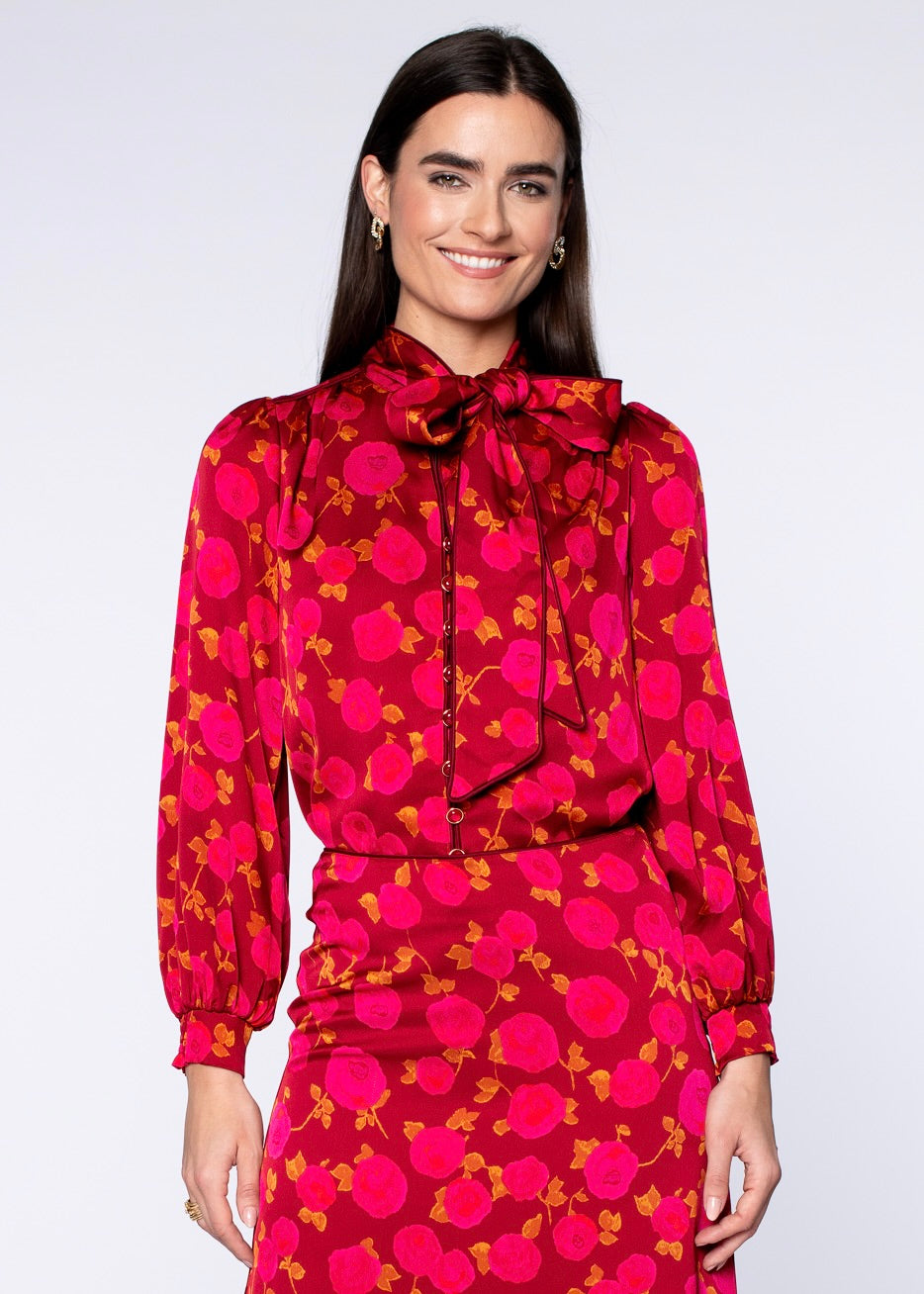 Brit Bow Blouse in Rosebud