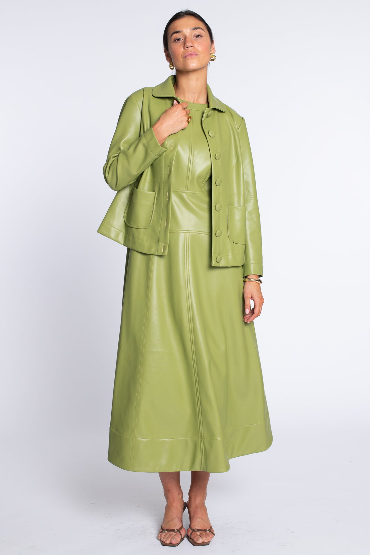 Reid Jacket in Olive Leather
