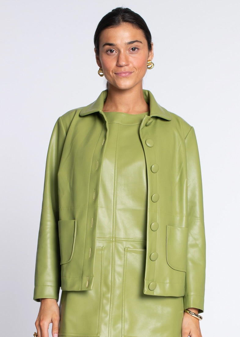 Reid Jacket in Olive Leather