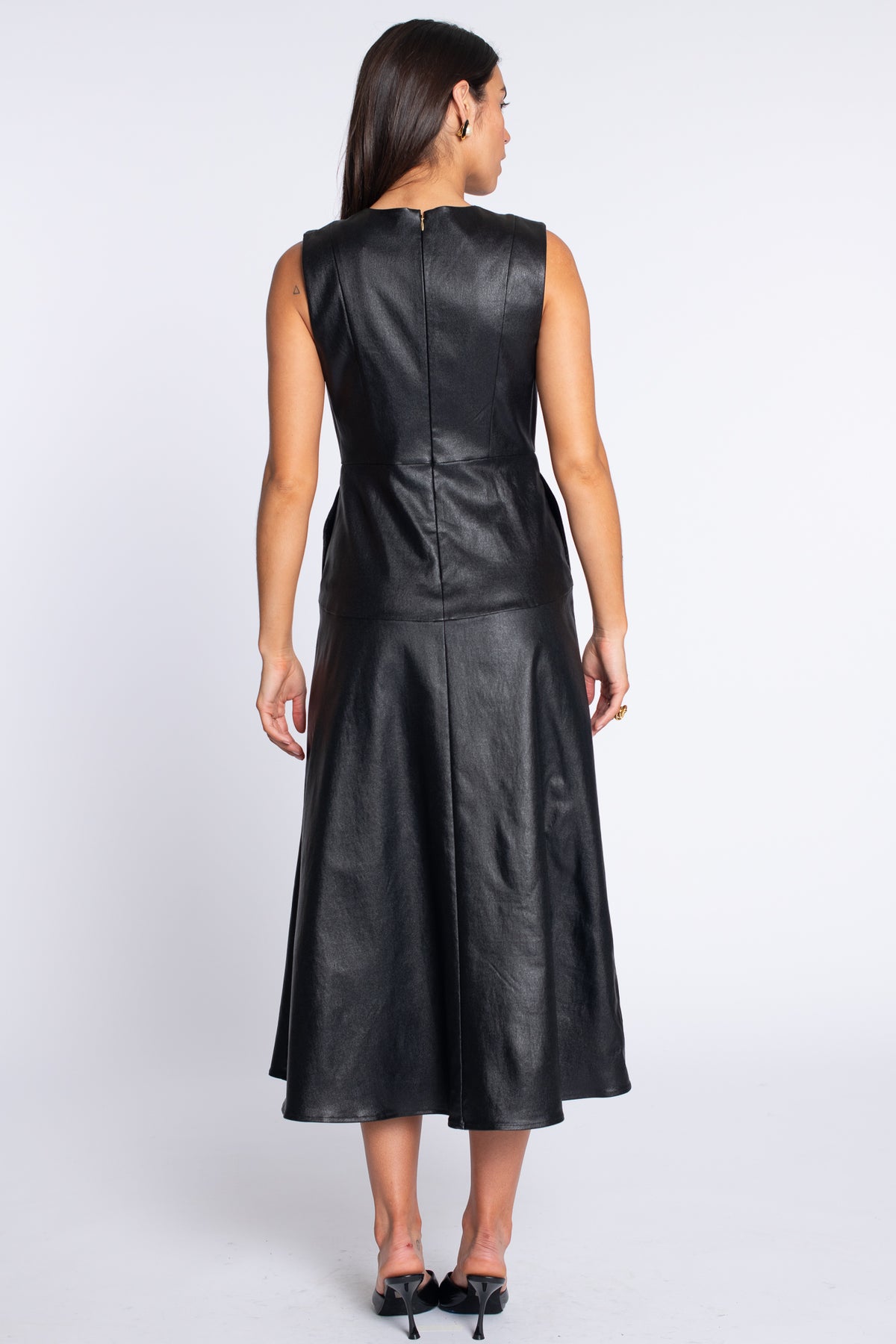 Claire Dress in Black Metallic Denim