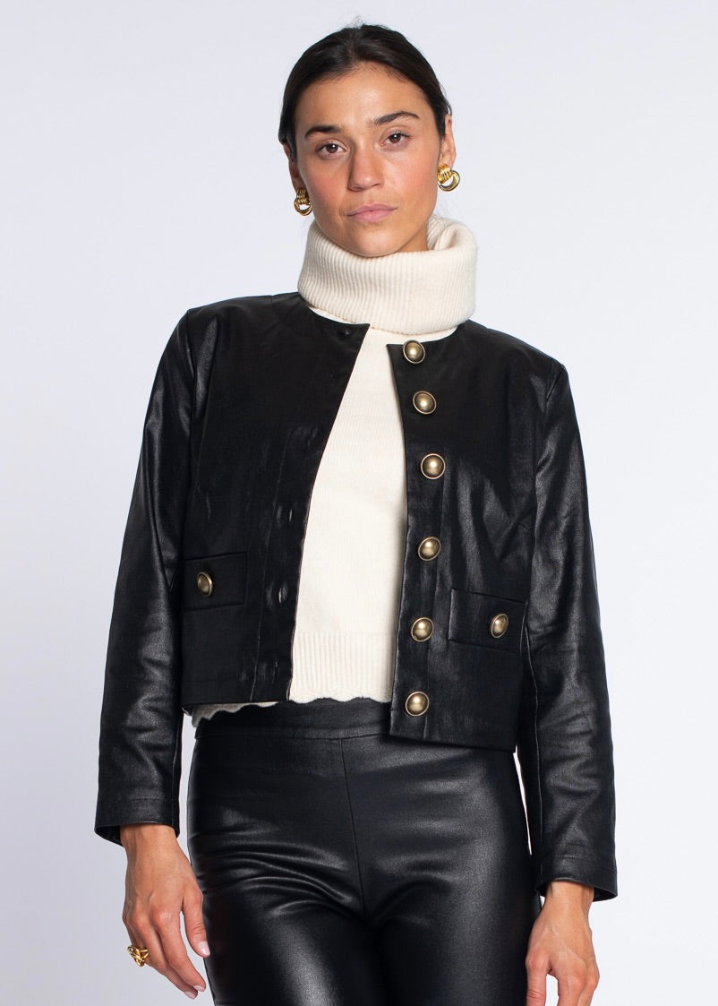 Remy Jacket in Black Metallic Denim