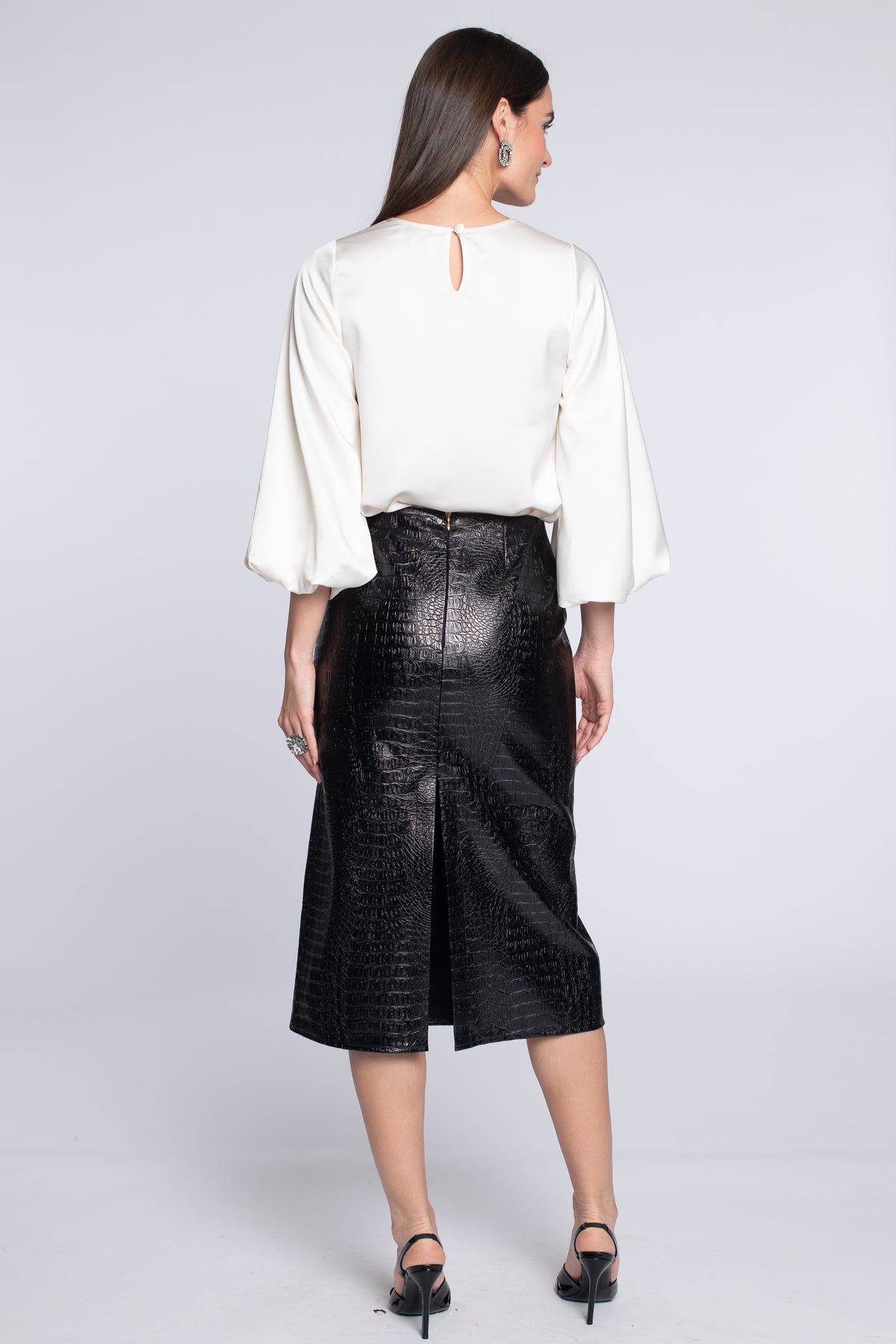 Ava Skirt in Licorice Croc