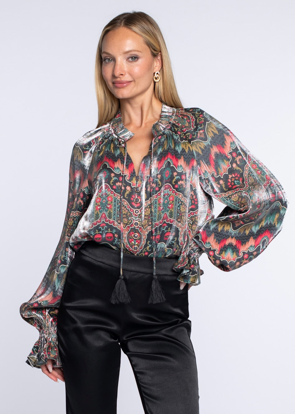 Long Sleeve Kit Top in Bargello