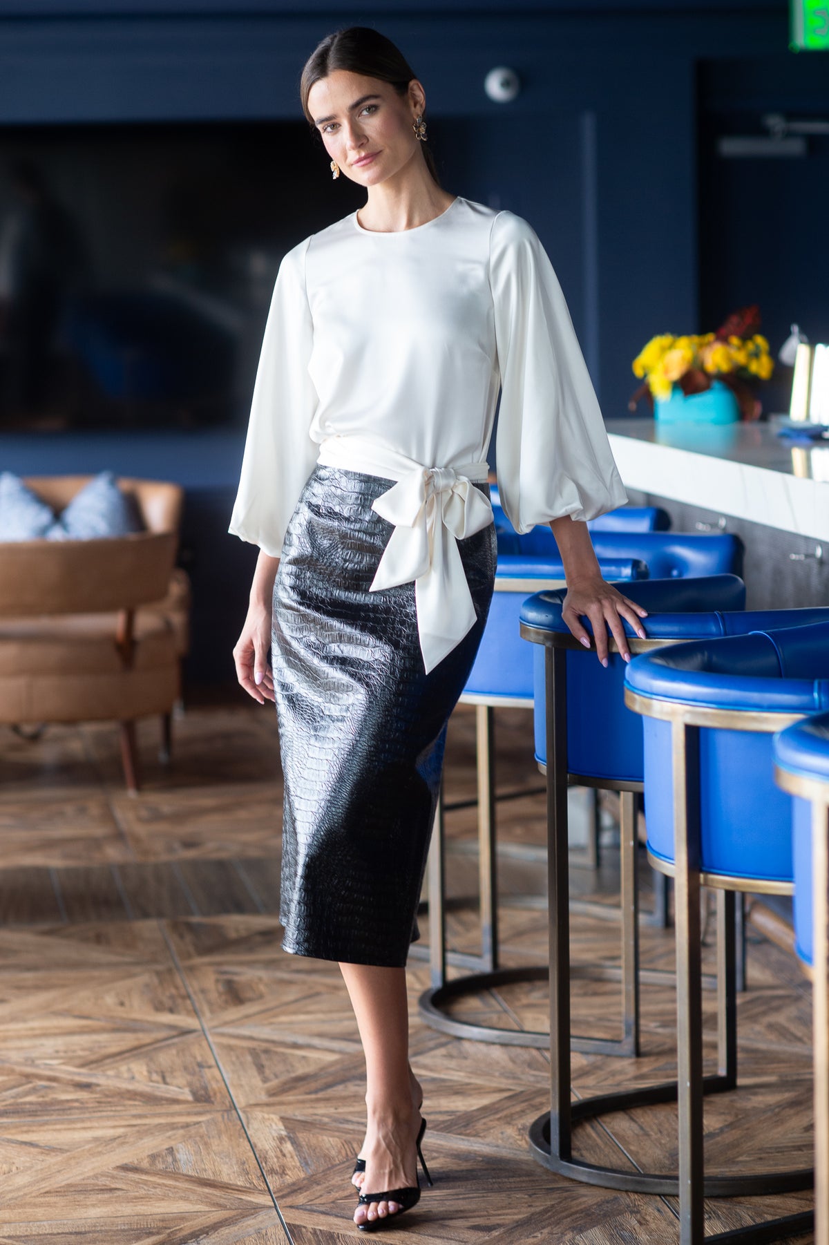 Ava Skirt in Licorice Croc