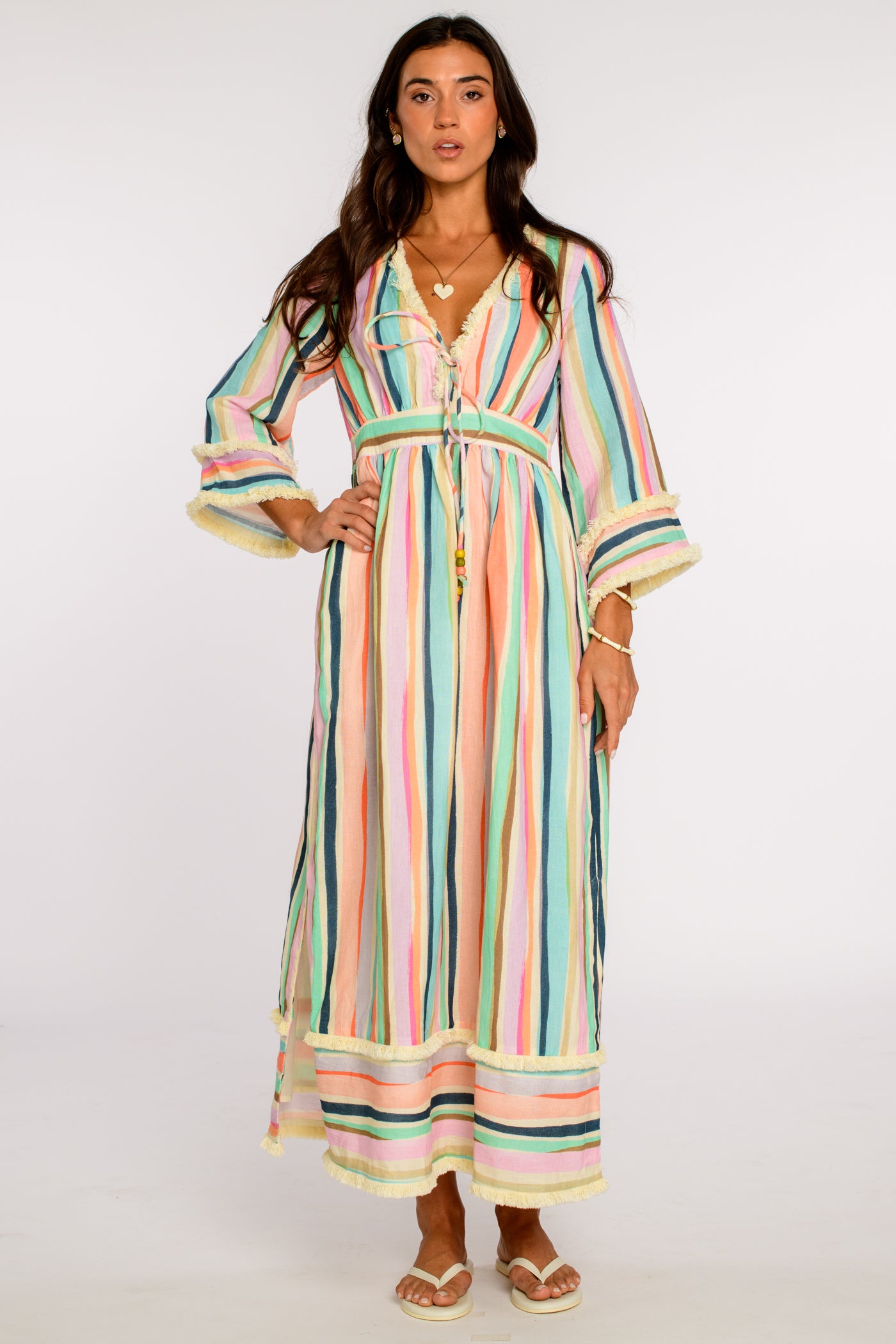 Astrid Caftan in Sherbet Stripe
