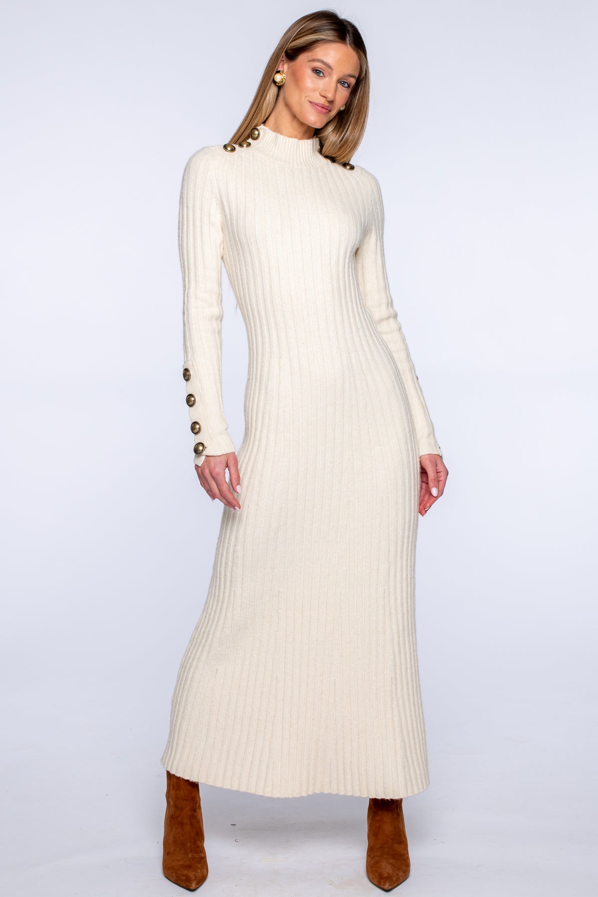 Stevie Sweater Dress in Off-White