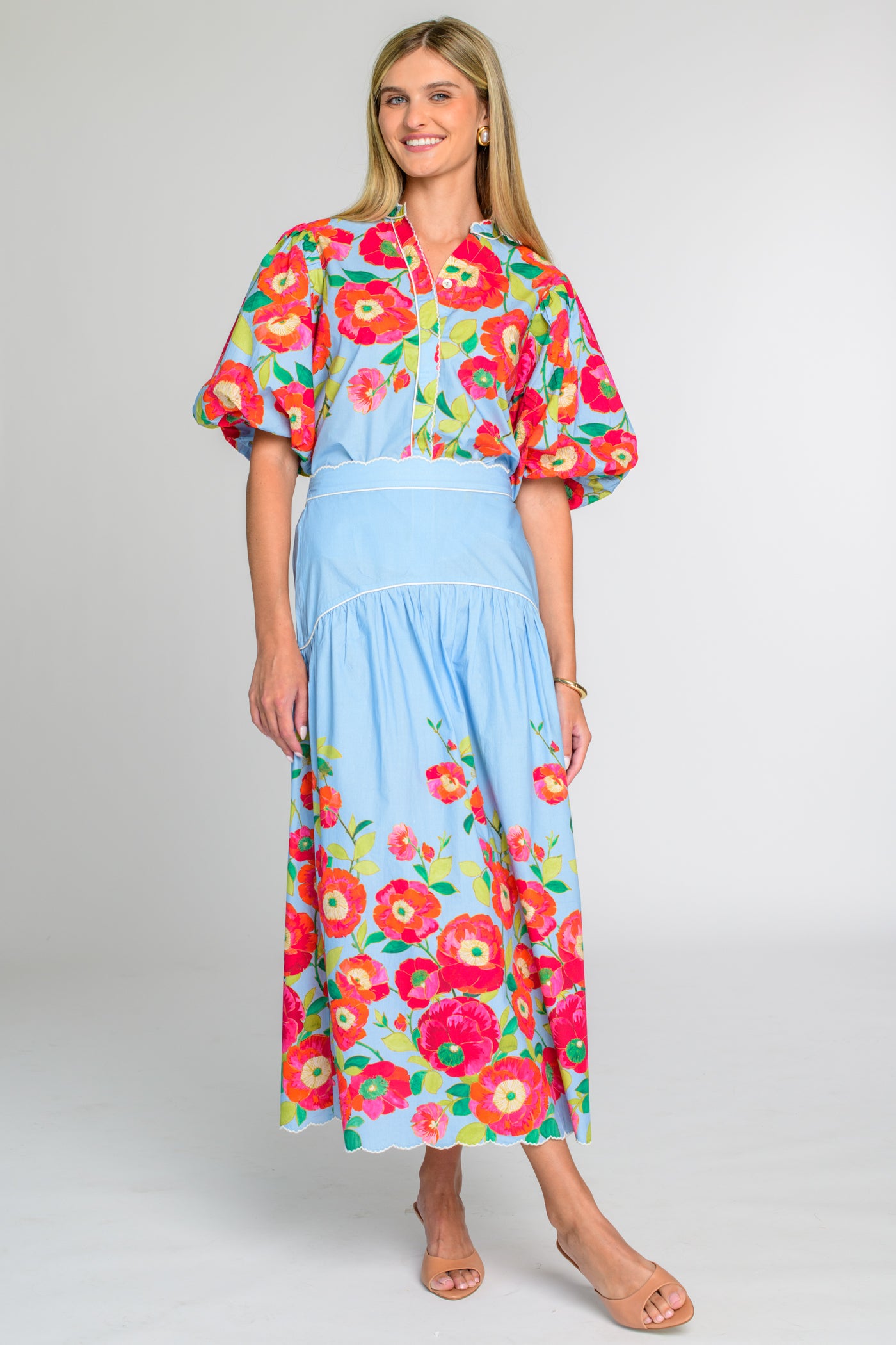 Edie Top in Poppy Patch Blueberry – Elizabeth Ackerman Designs, LLC