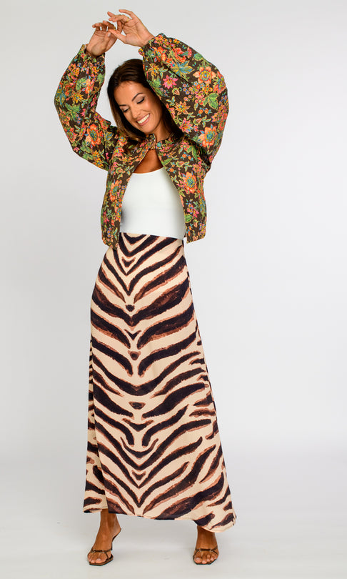 Elizabeth James Reversible Frankie Bomber - WALLFLOWER BROWN/ZEBRA