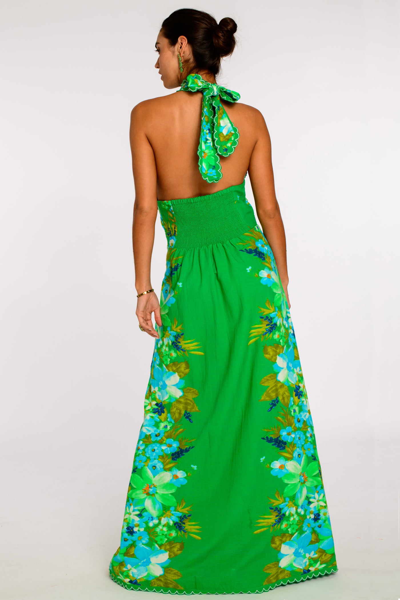 long hula dresses Hula Long Dress with Lokelani Print / Luxury Collection / Green / J2556gr