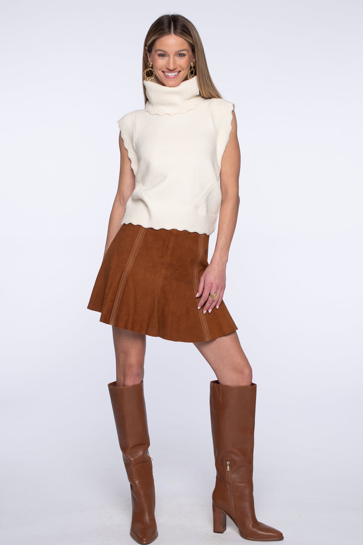 Heather Convertible Sweater in Off-White