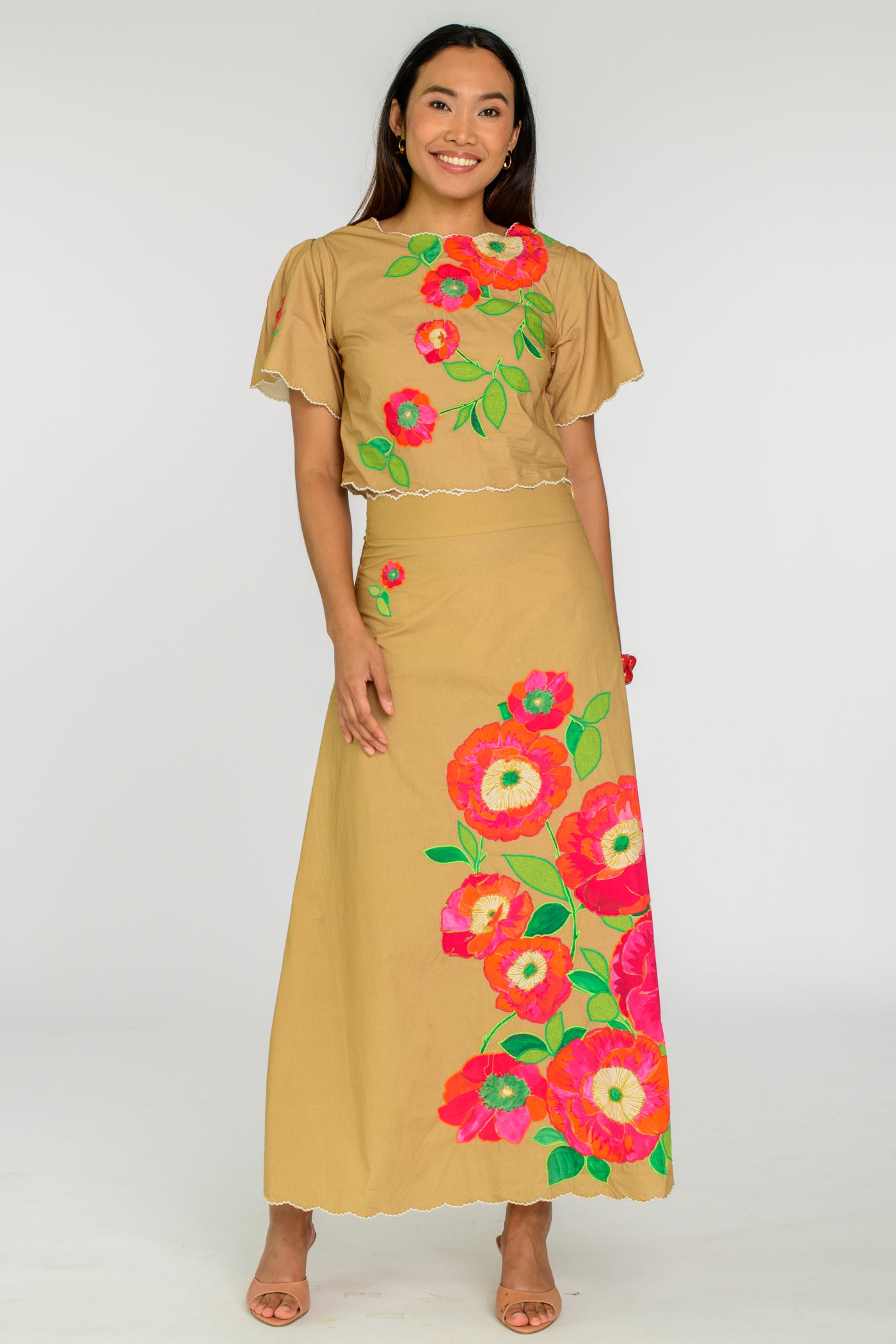 Anita Skirt in Poppy Patch Iced Coffee – Elizabeth Ackerman