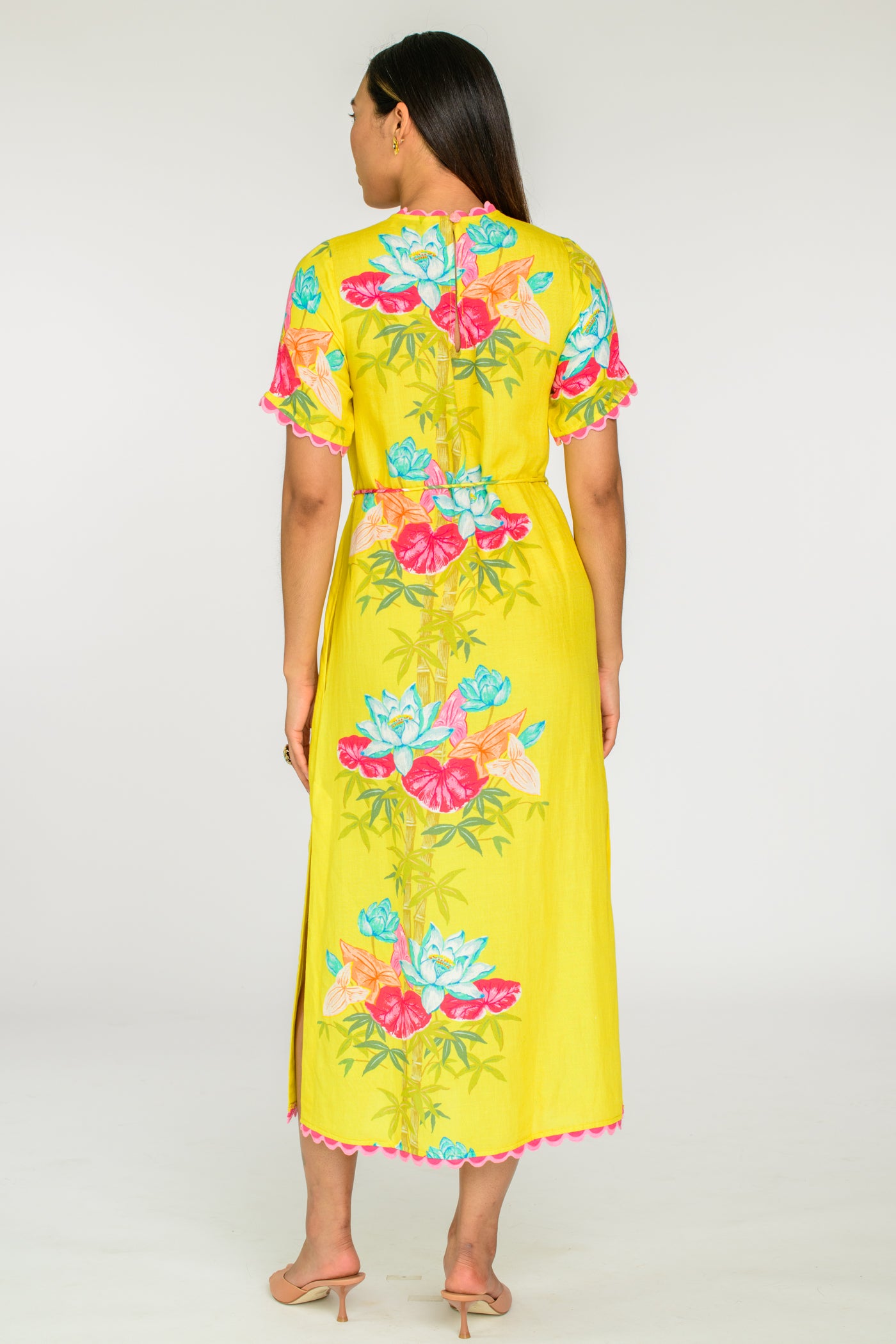 Tess Midi Dress in Tropical Bamboo – Elizabeth Ackerman Designs, LLC